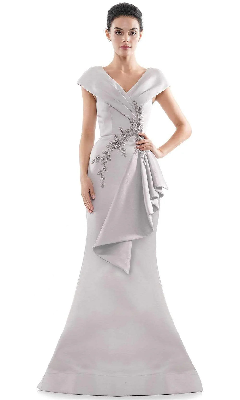 Marsoni by Colors - MV1086 Embellished V Neck Trumpet Dress