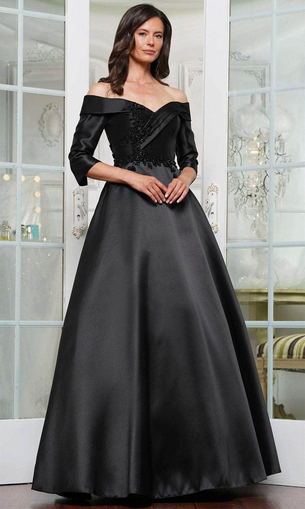 Marsoni by Colors MV1336 - Quarter Sleeve Applique Evening Dress