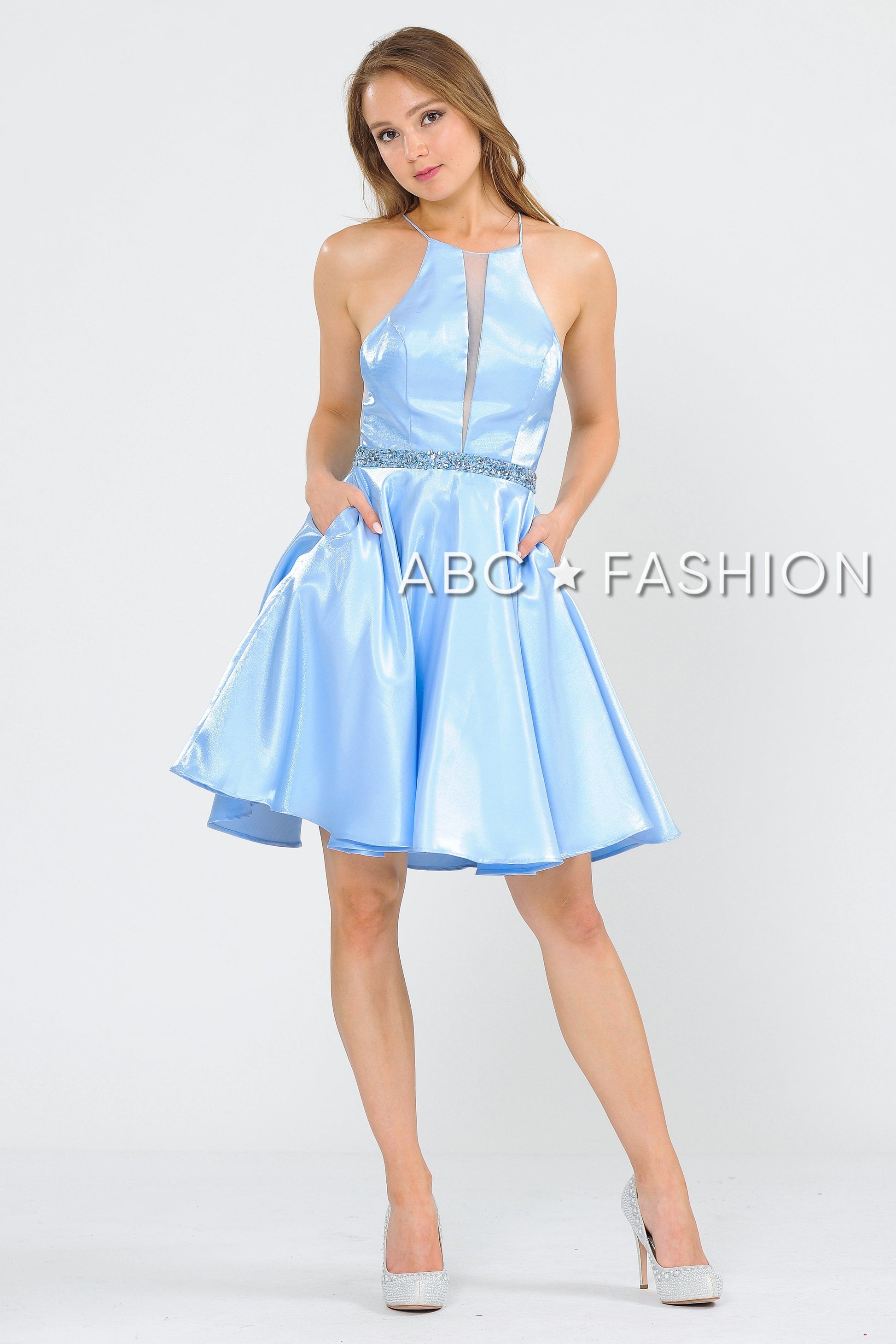 Metallic Knit Short A-Line Knee Length Dress by Poly USA 8236 - product image 7