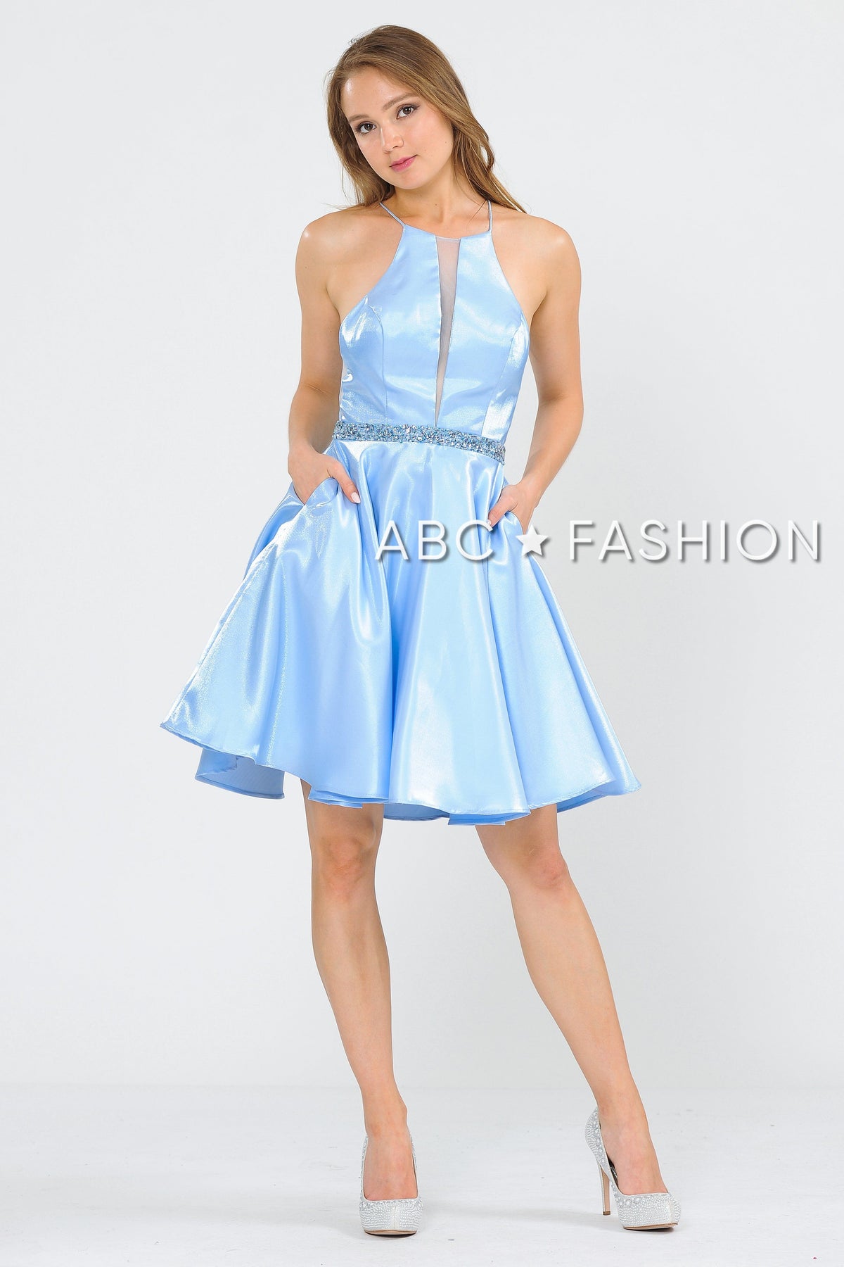 Metallic Knit Short A-Line Knee Length Dress by Poly USA 8236 - product image 7