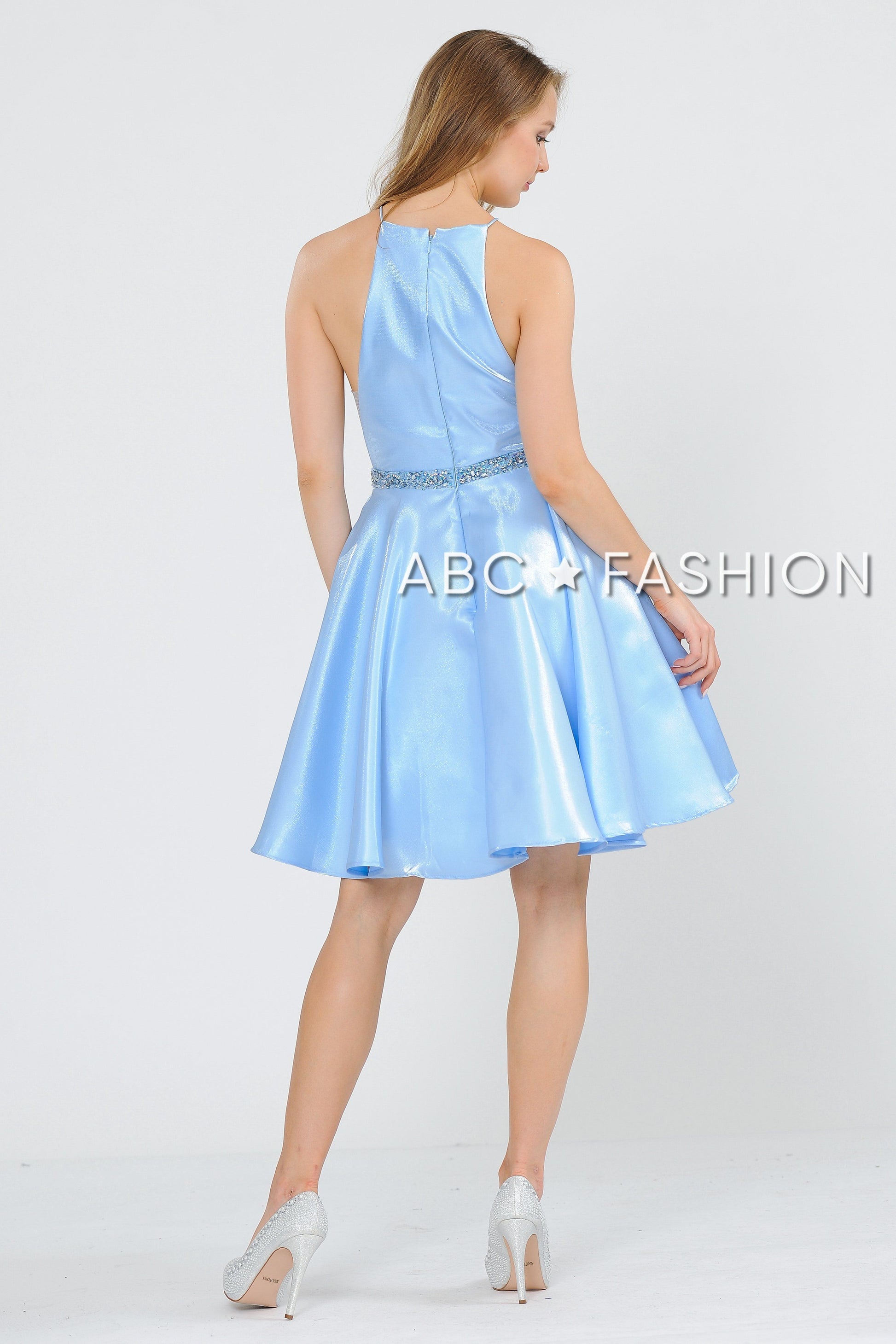 Metallic Knit Short A-Line Knee Length Dress by Poly USA 8236 - product image 6