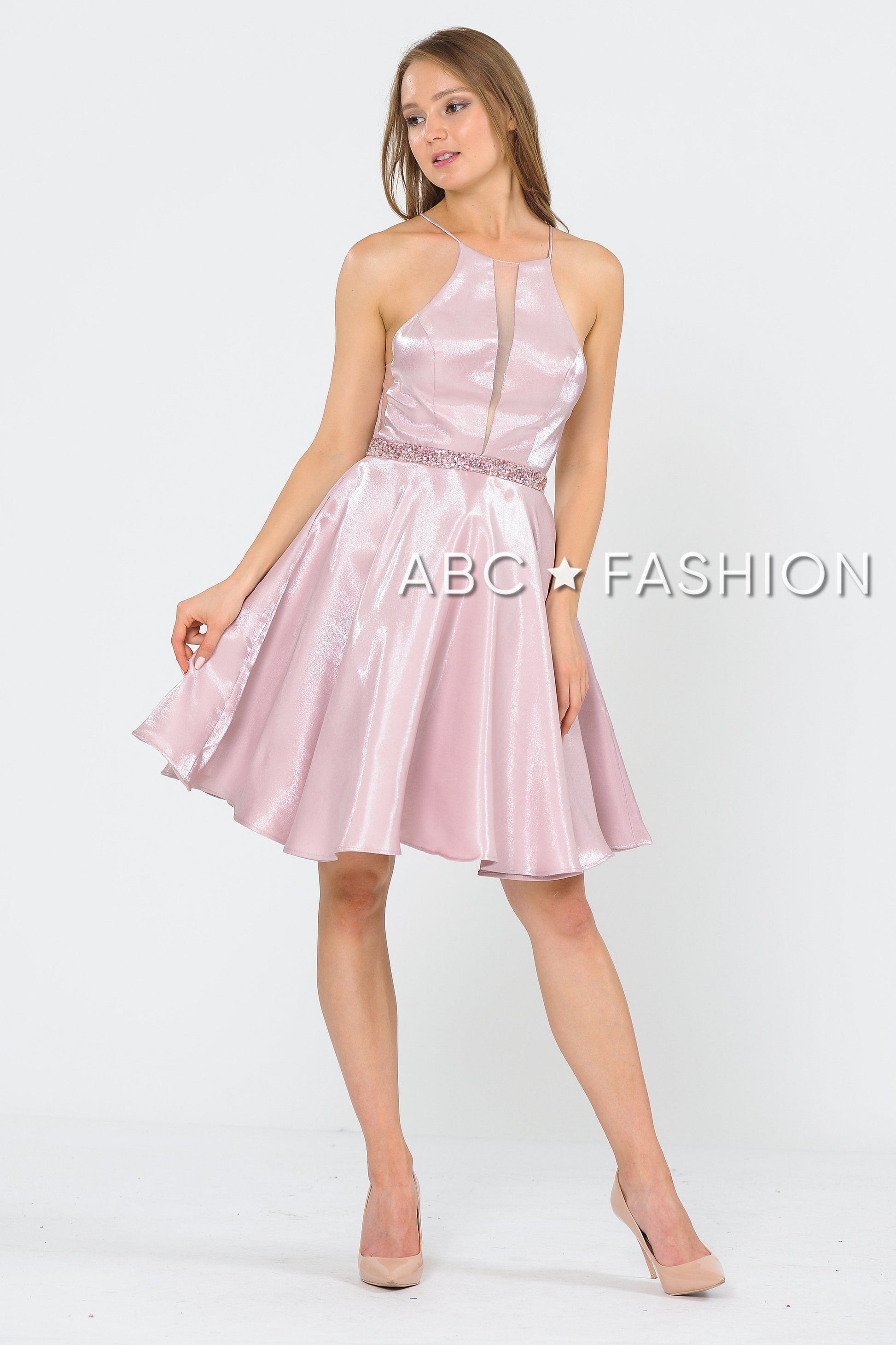 Metallic Knit Short A-Line Knee Length Dress by Poly USA 8236 - product image 4