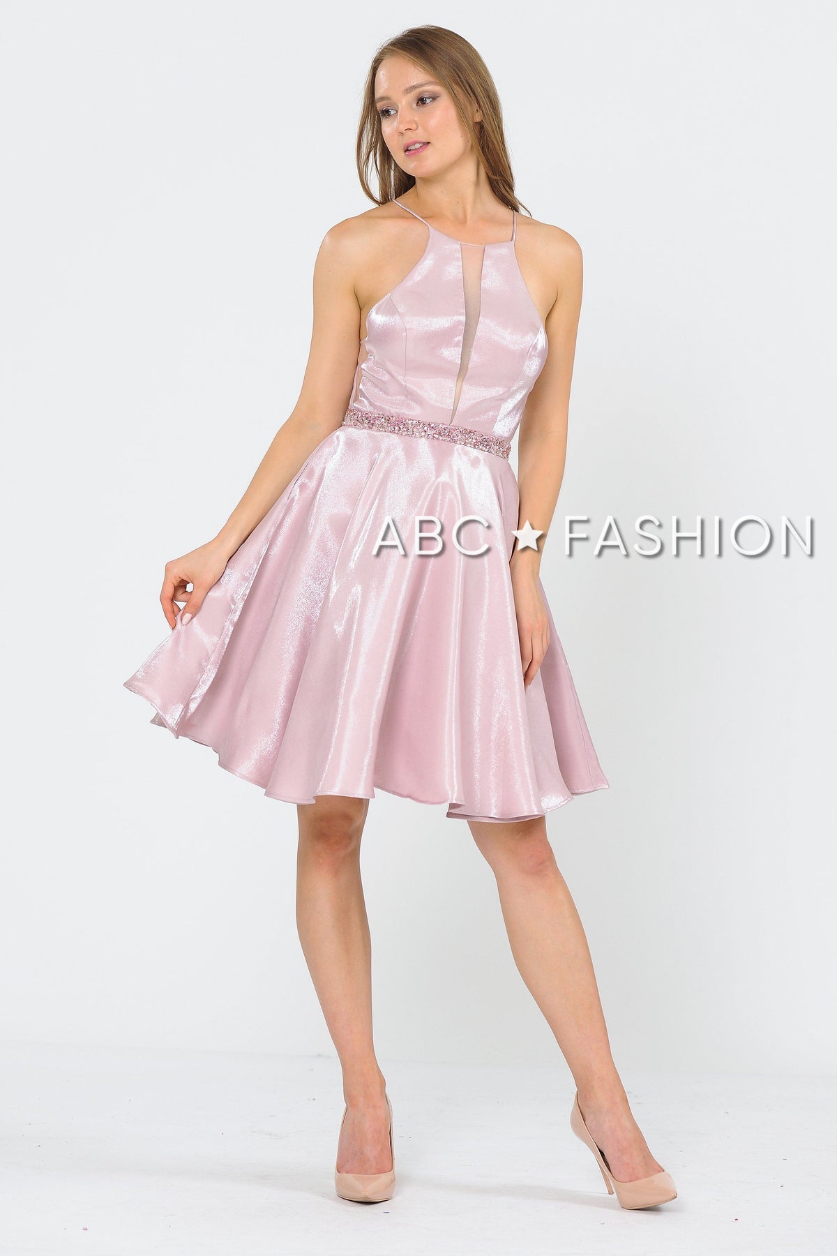 Metallic Knit Short A-Line Knee Length Dress by Poly USA 8236 - product image 4