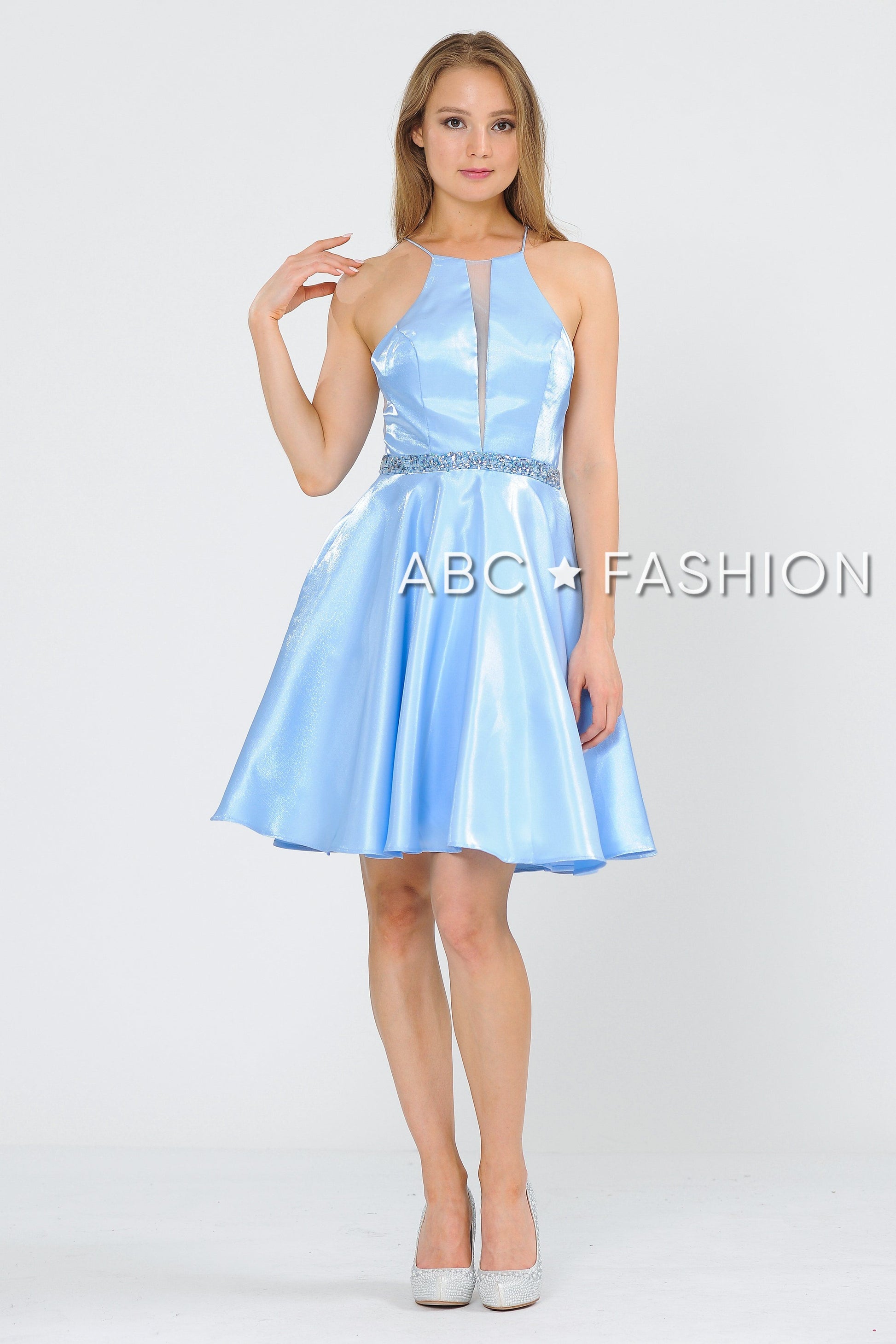 Metallic Knit Short A-Line Knee Length Dress by Poly USA 8236 - product image 5