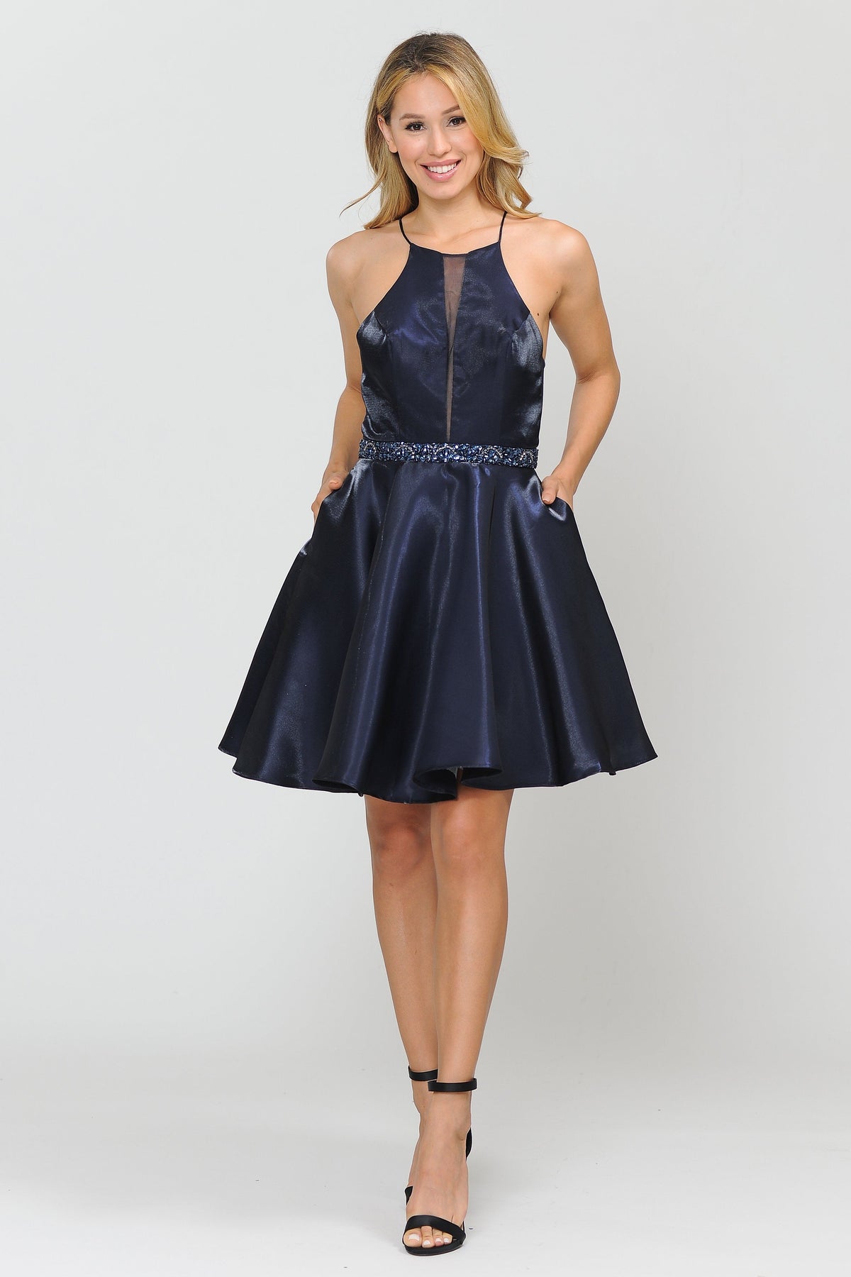 Metallic Knit Short A-Line Knee Length Dress by Poly USA 8236