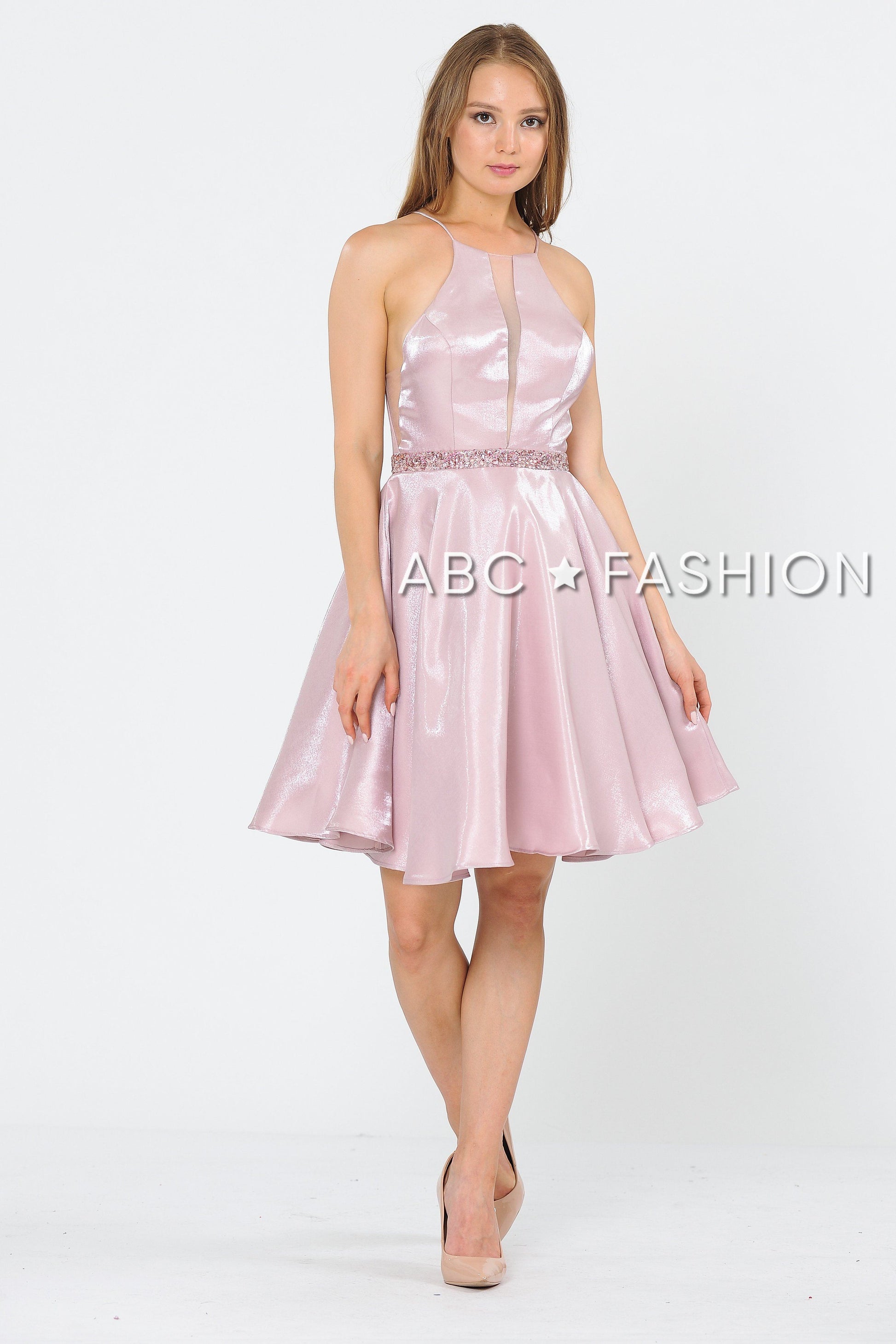 Metallic Knit Short A-Line Knee Length Dress by Poly USA 8236 - product image 1