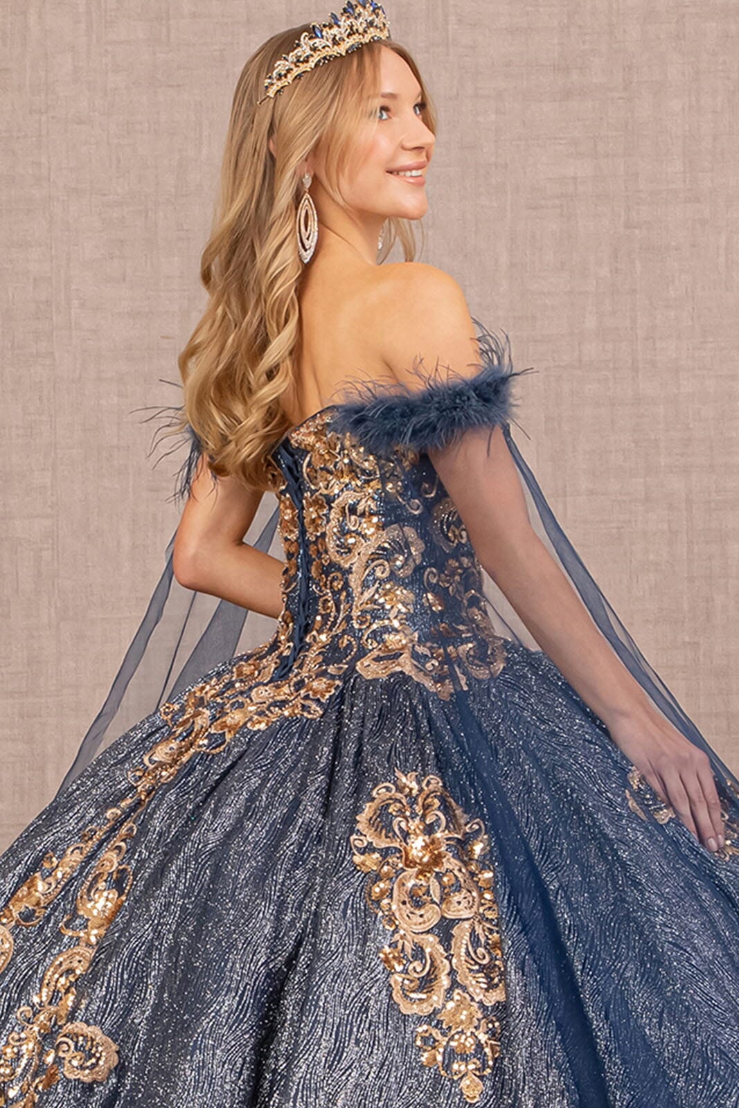 Metallic Off Shoulder Ball Gown by Elizabeth K GL3107 - product image 4
