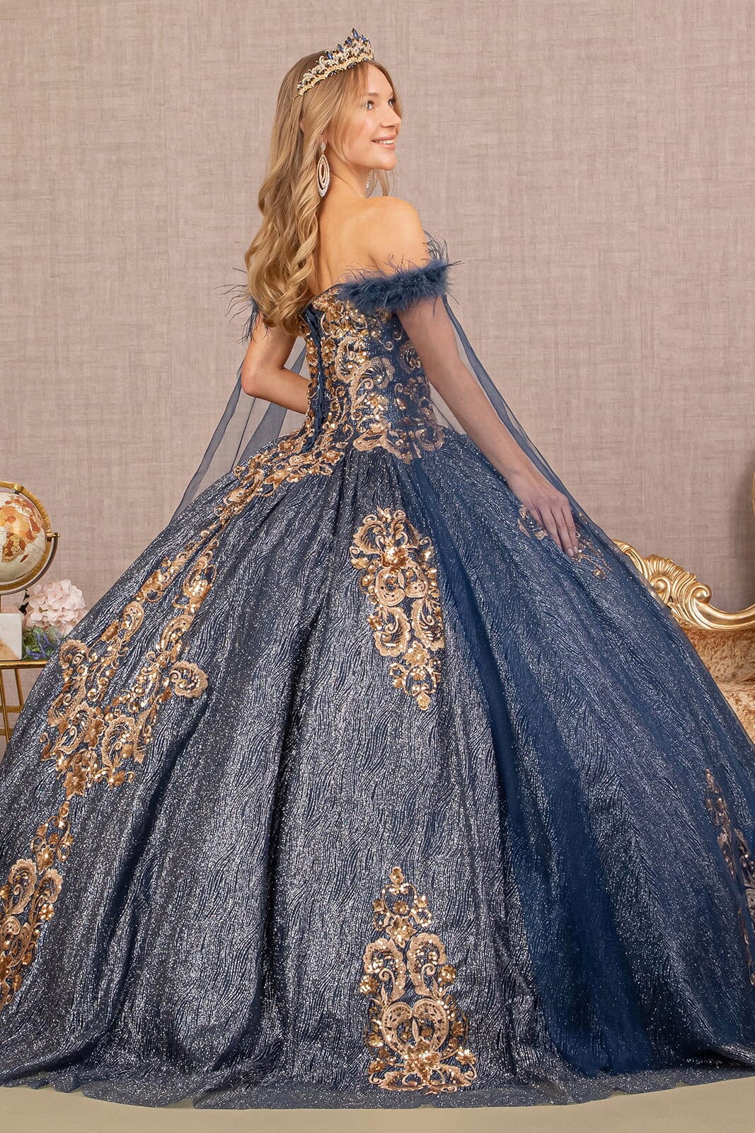 Metallic Off Shoulder Ball Gown by Elizabeth K GL3107 - product image 2