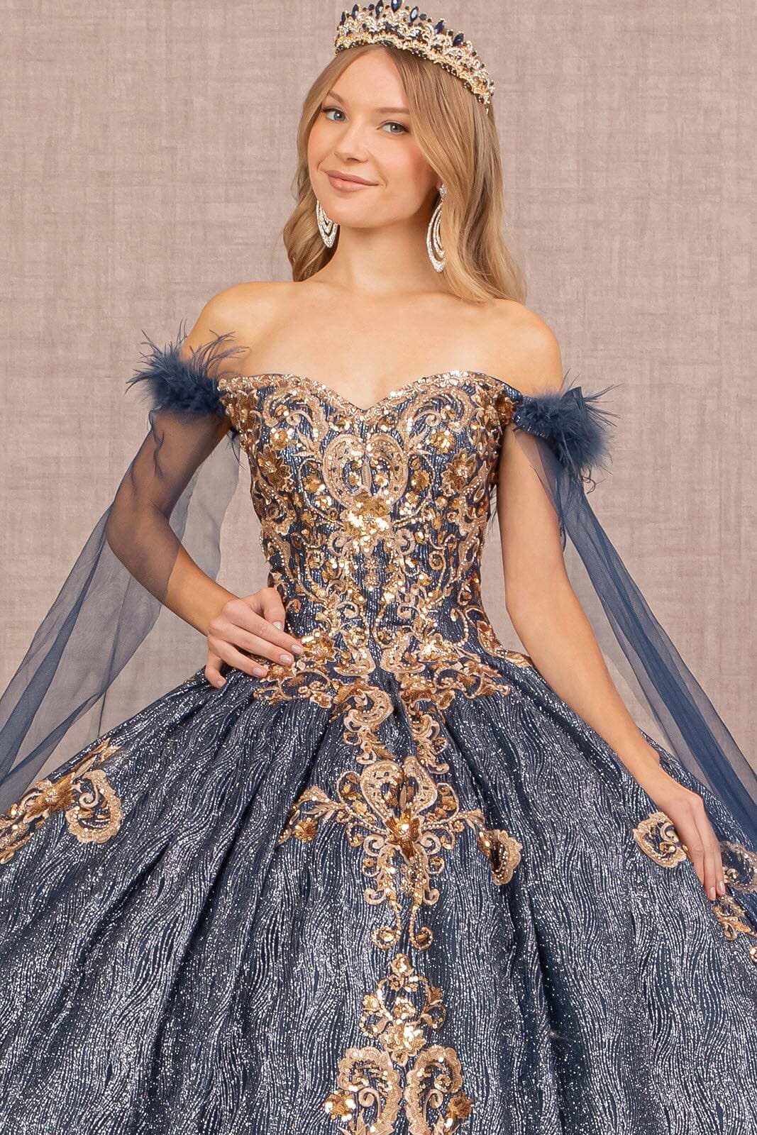 Metallic Off Shoulder Ball Gown by Elizabeth K GL3107 - product image 3