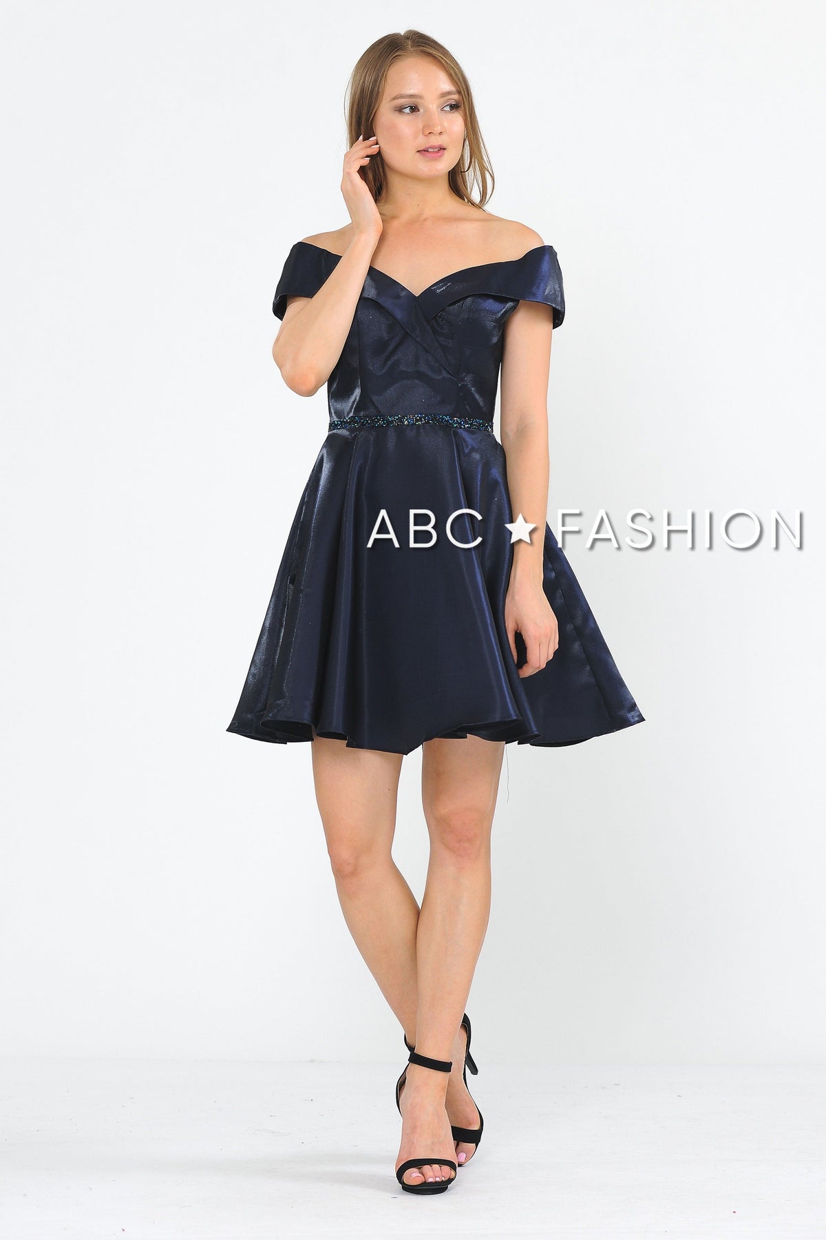 Metallic Short Off the Shoulder Dress by Poly USA 8238 - product image 1