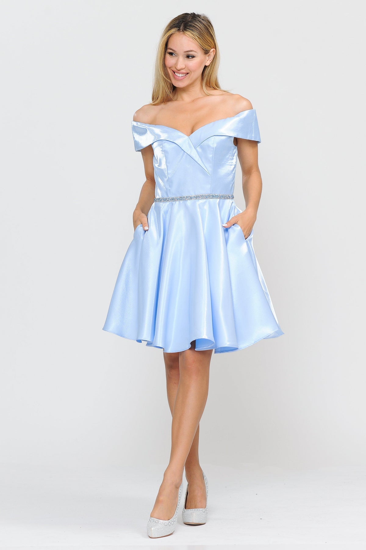 Metallic Short Off the Shoulder Dress by Poly USA 8238