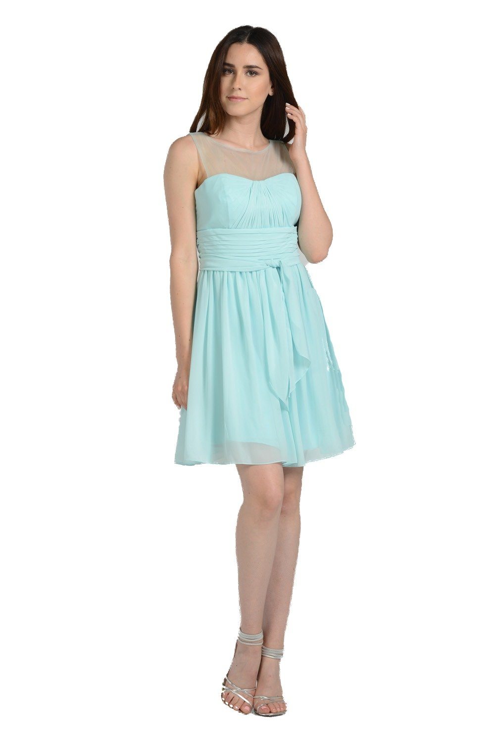 Short Sleeveless Illusion Dress with Bow by Poly USA 7006 - product image 8