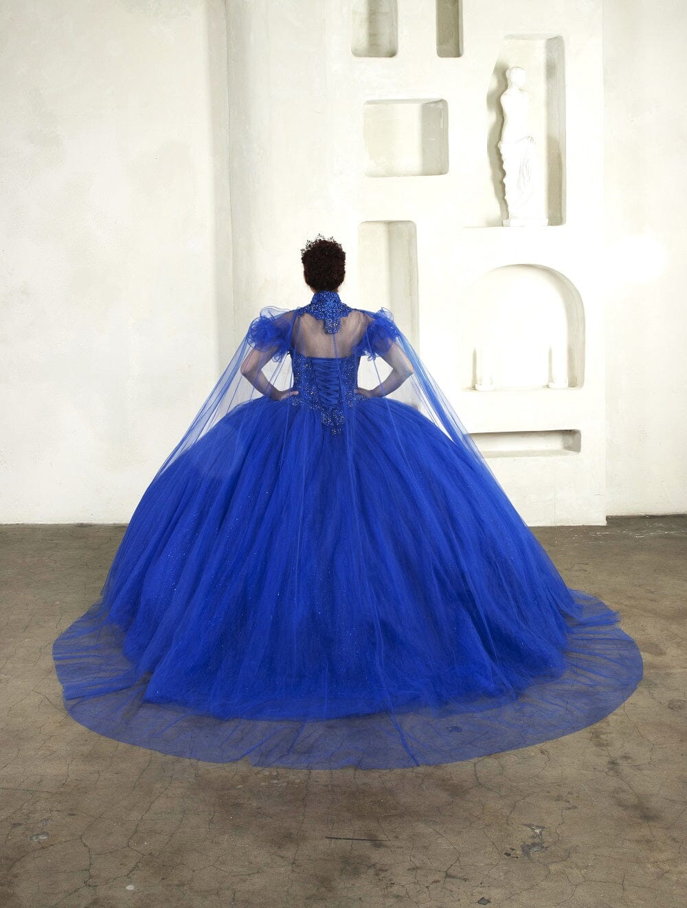Off Shoulder Cape Ball Gown by Calla SCL-30010 - product image 2