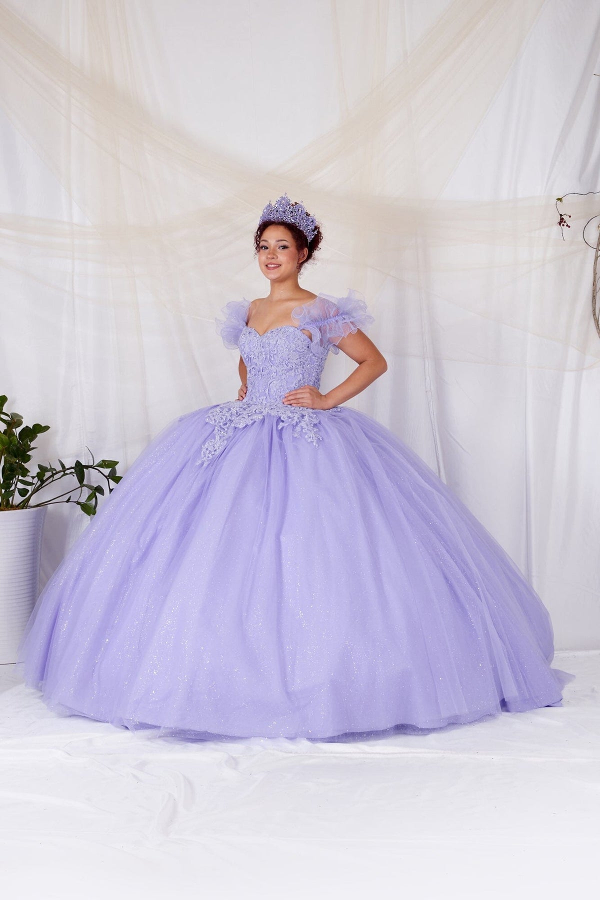 Off Shoulder Cape Ball Gown by Calla SCL-30010 - product image 3