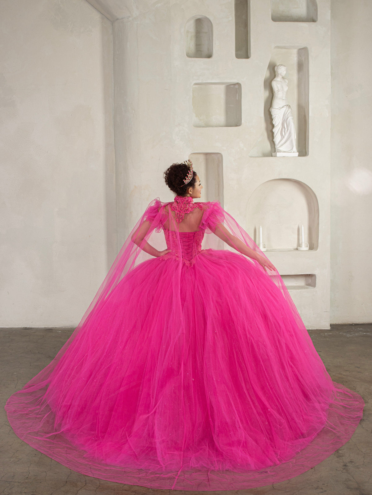 Off Shoulder Cape Ball Gown by Calla SCL-30010 - product image 7