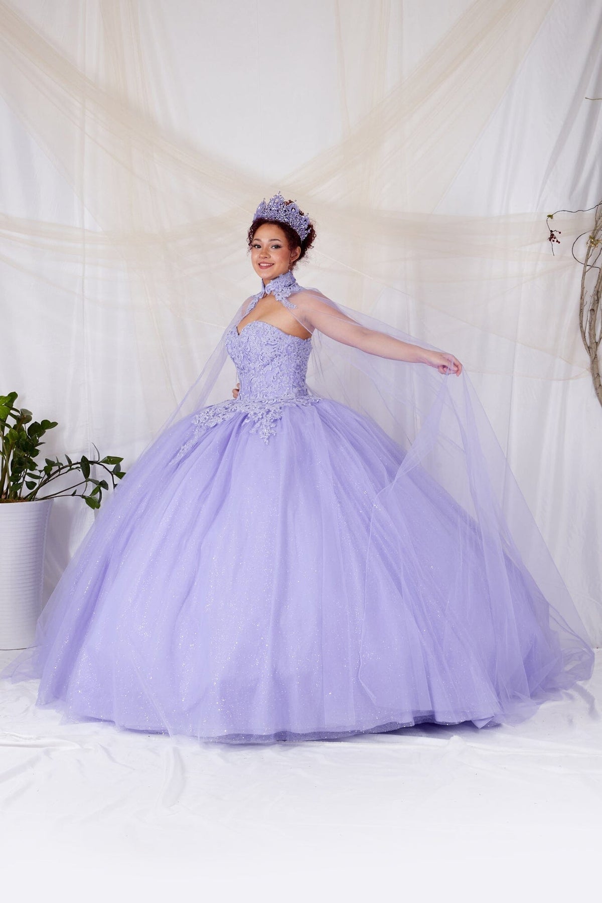 Off Shoulder Cape Ball Gown by Calla SCL-30010 - product image 1