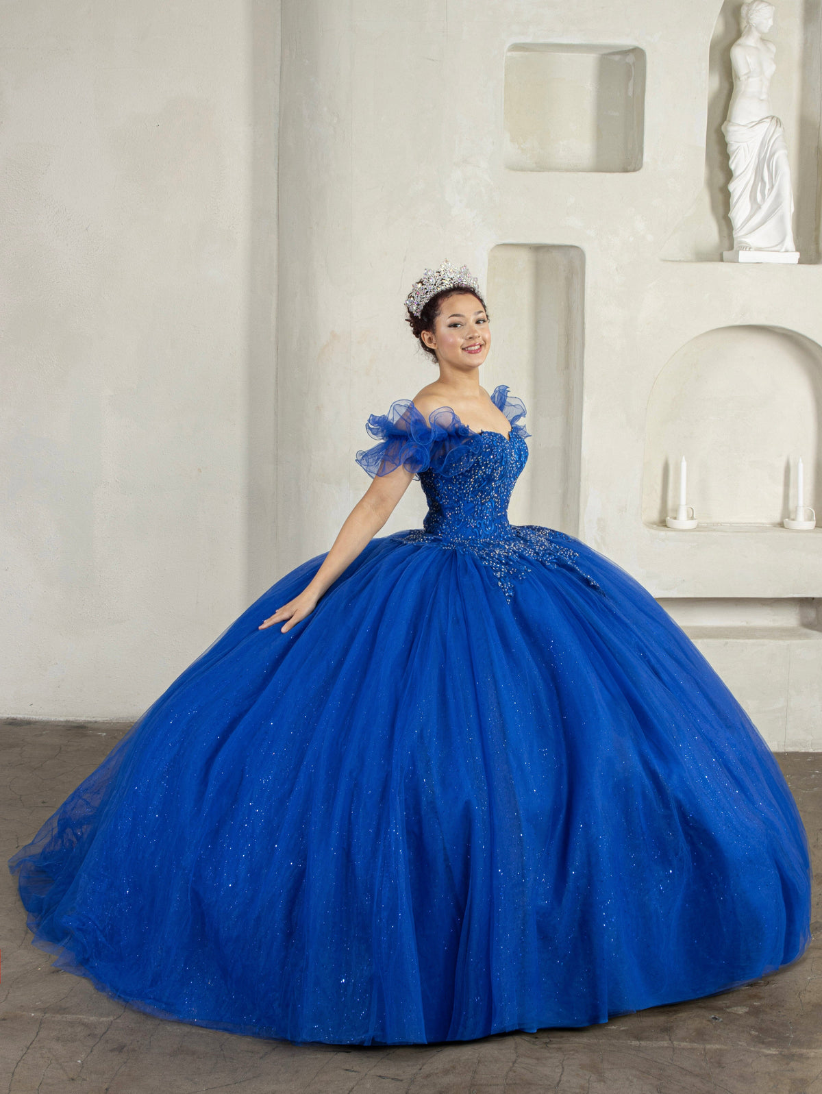 Off Shoulder Cape Ball Gown by Calla SCL-30010 - product image 8
