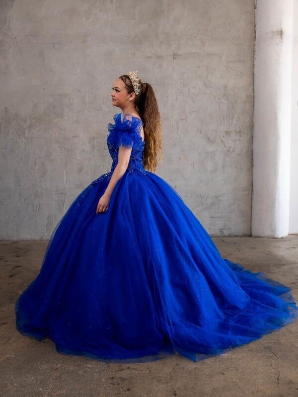 Off Shoulder Cape Ball Gown by Calla SCL-30010 - product image 10