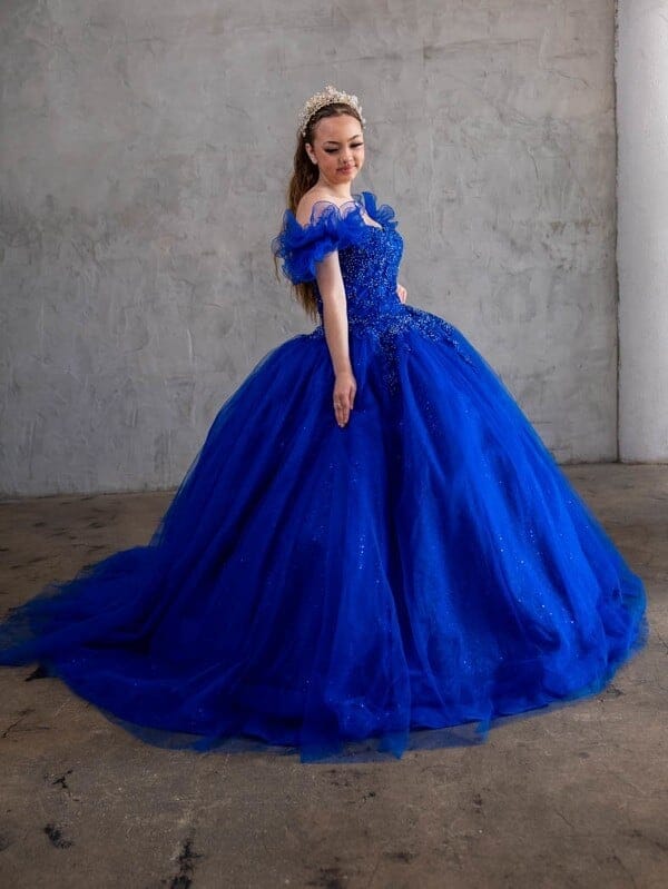 Off Shoulder Cape Ball Gown by Calla SCL-30010 - product image 9