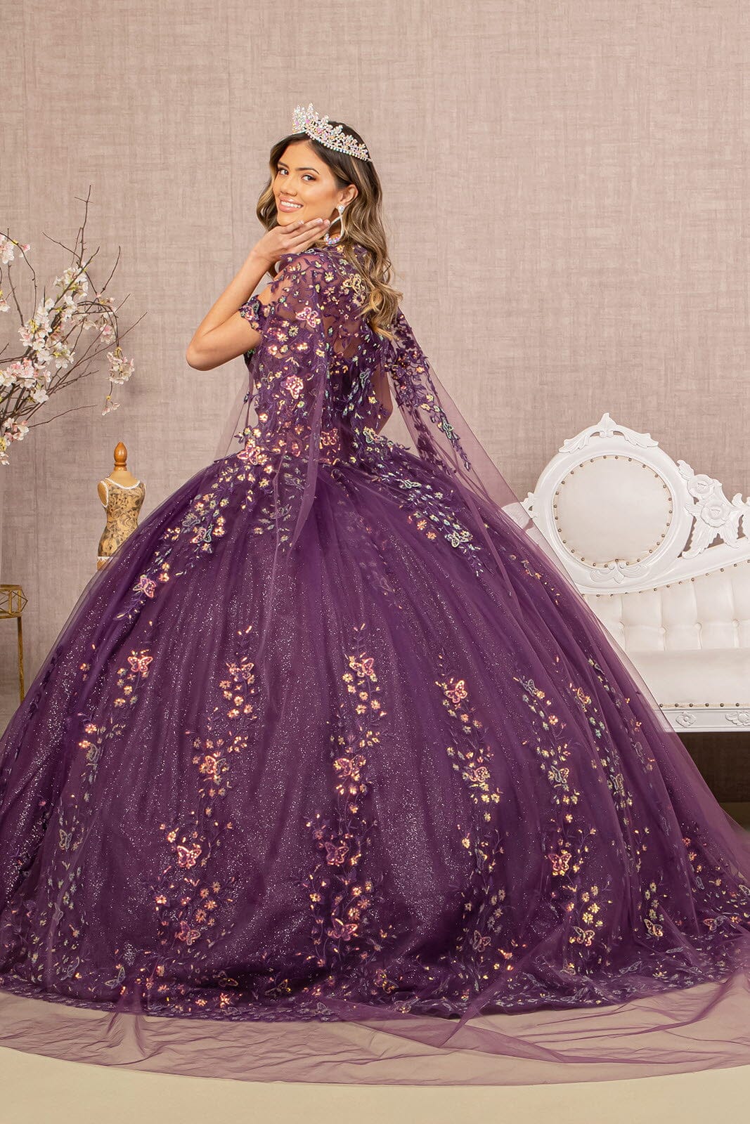 Off Shoulder Cape Ball Gown by Elizabeth K GL3171 - product image 2