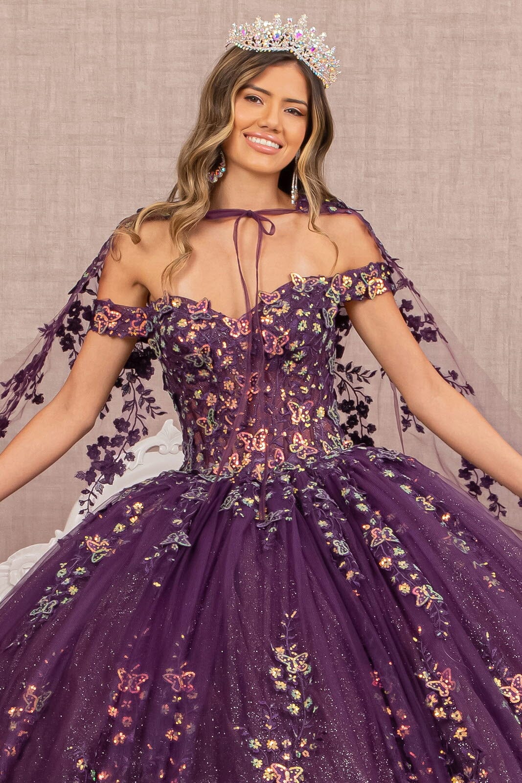 Off Shoulder Cape Ball Gown by Elizabeth K GL3171 - product image 3