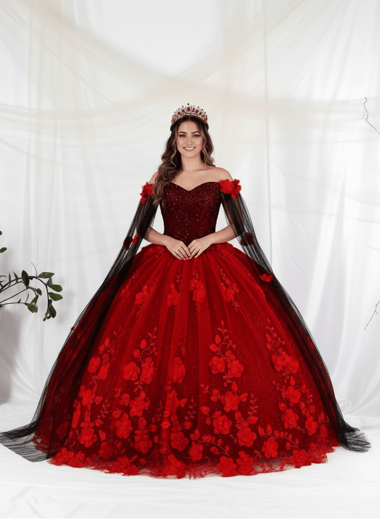 Off Shoulder Cape Sleeve Ball Gown by Calla SCL-30007 - product image 10