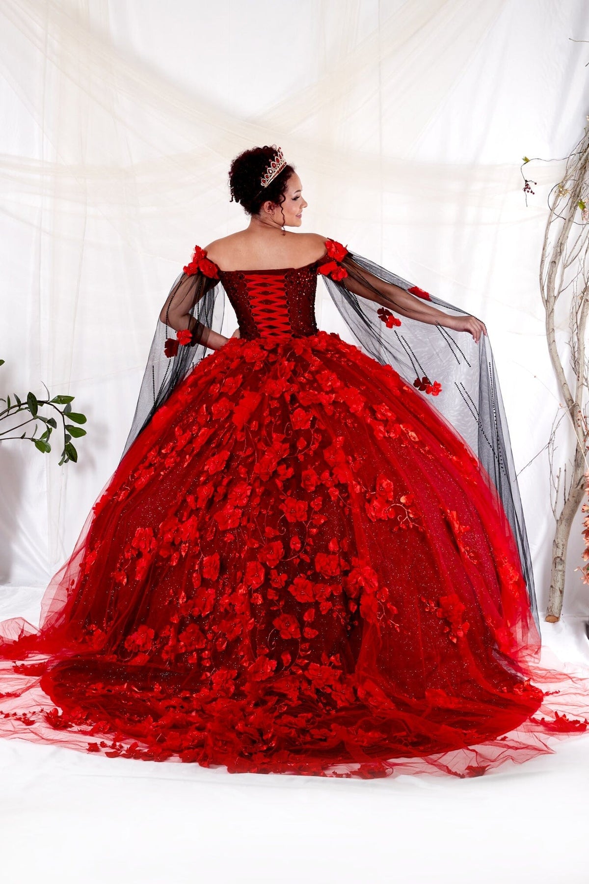 Off Shoulder Cape Sleeve Ball Gown by Calla SCL-30007 - product image 2