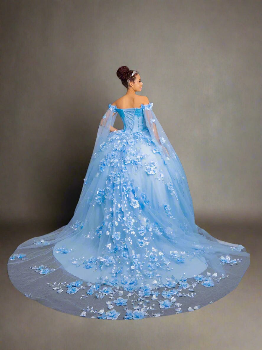 Off Shoulder Cape Sleeve Ball Gown by Calla SCL-30007 - product image 5