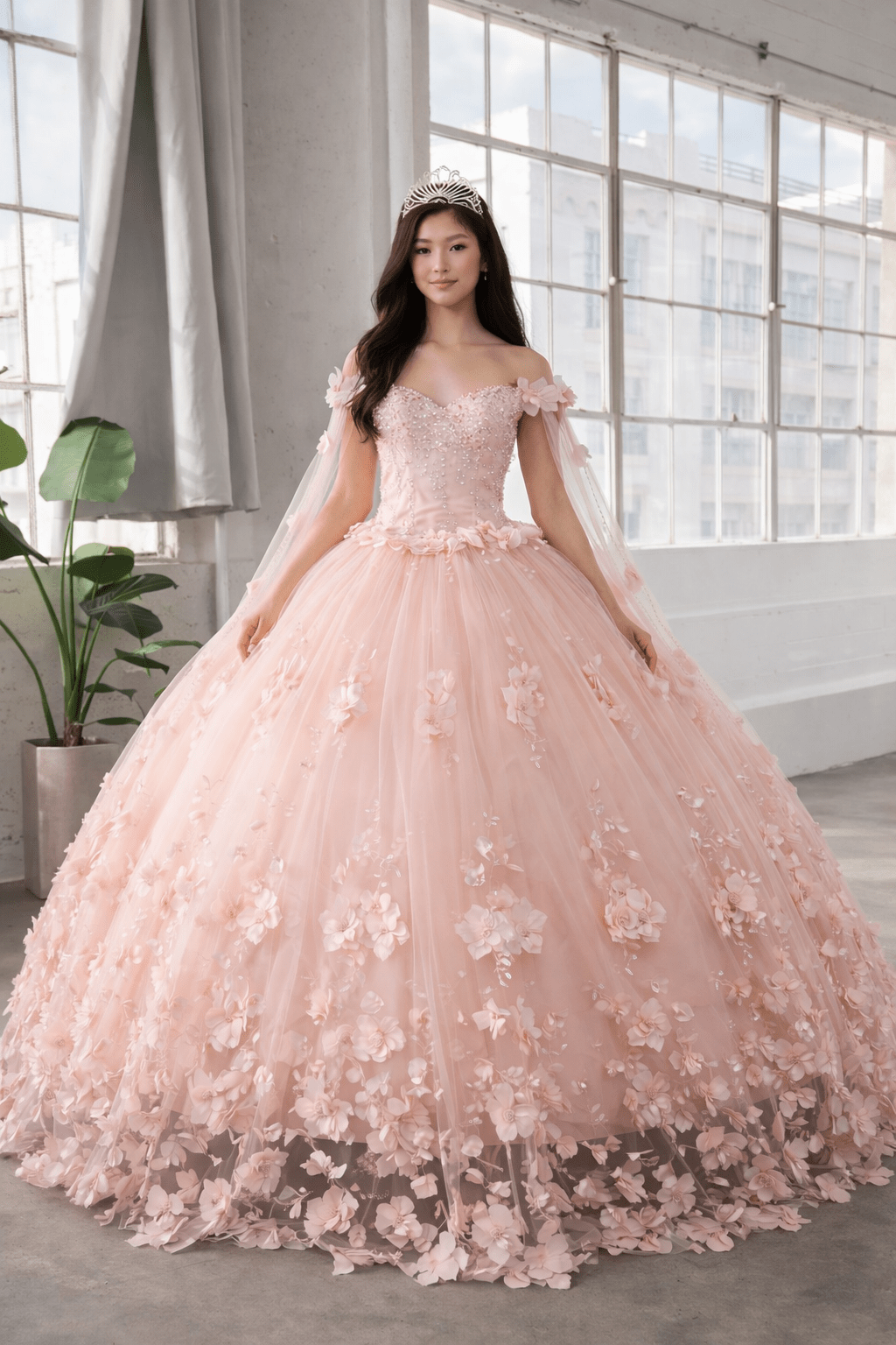 Off Shoulder Cape Sleeve Ball Gown by Calla SCL-30007 - product image 12