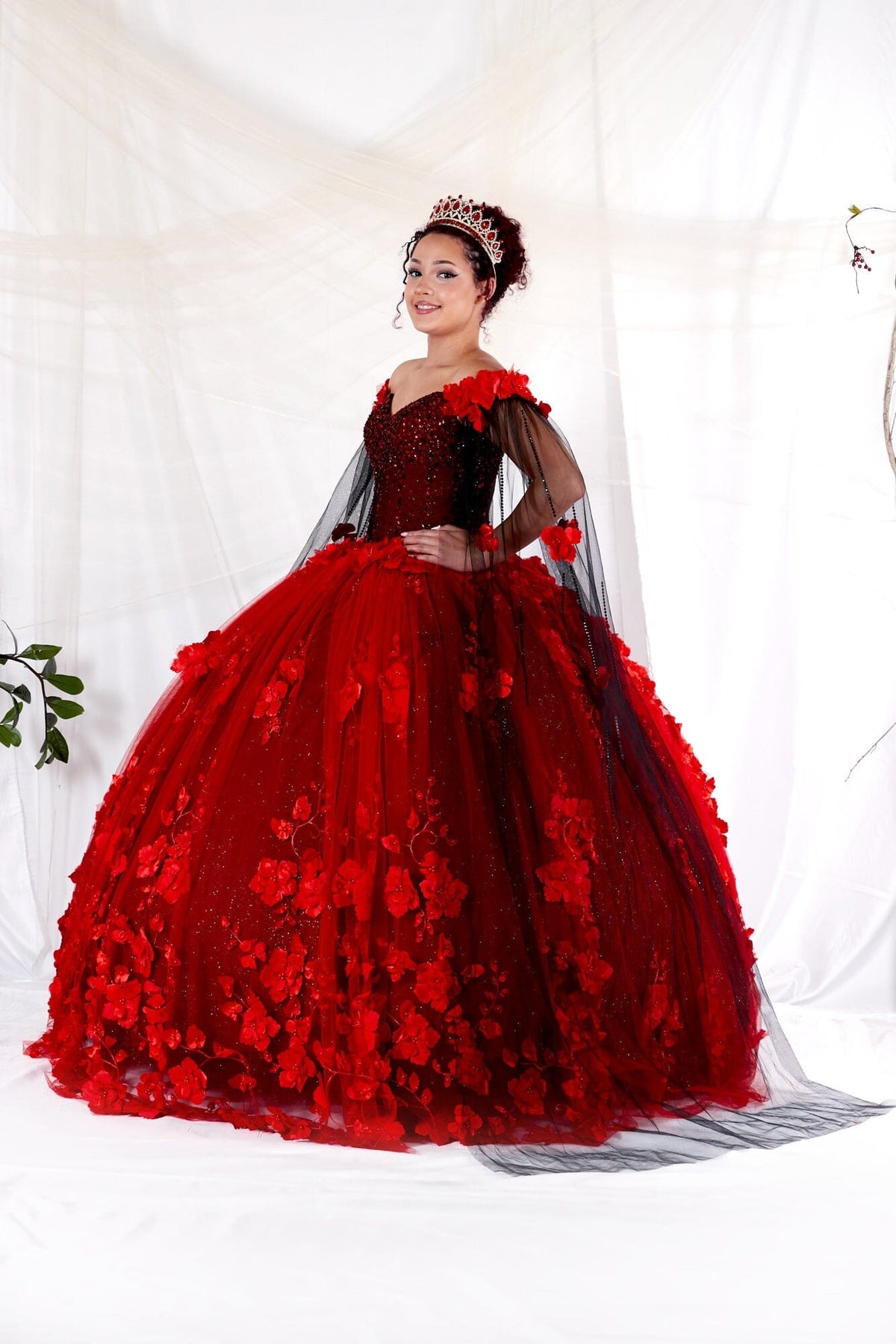 Off Shoulder Cape Sleeve Ball Gown by Calla SCL-30007 - product image 7