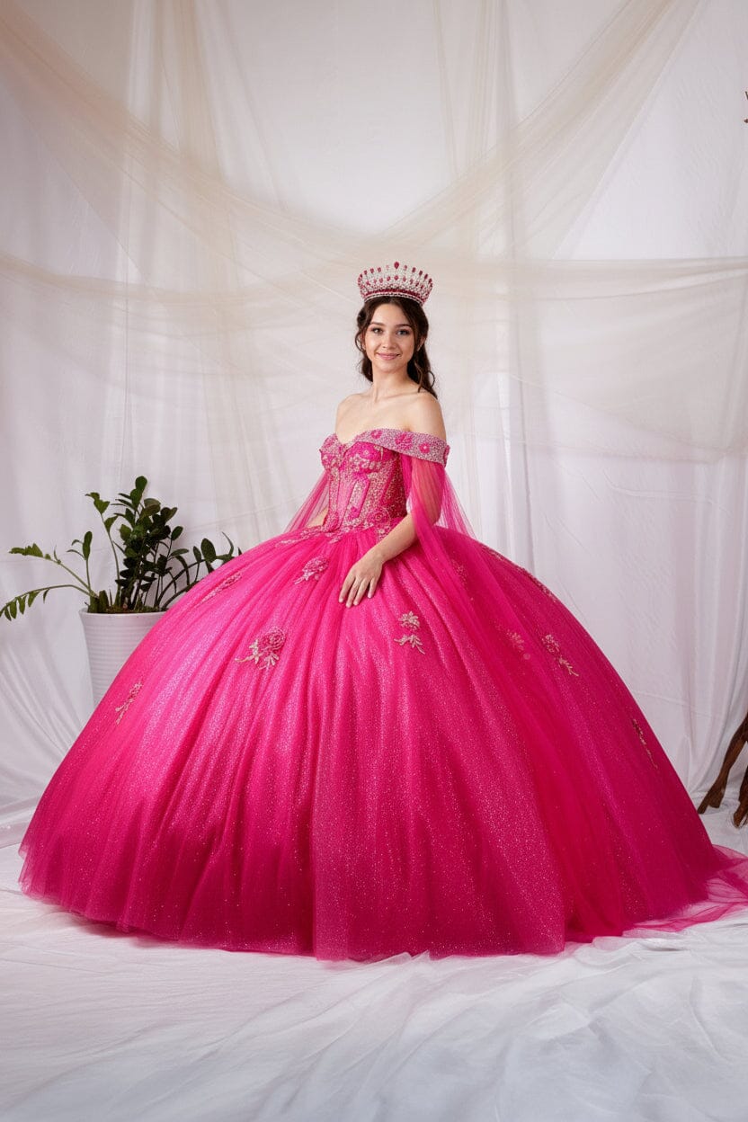 Off Shoulder Cape Sleeve Ball Gown by Calla SCL-30008 - product image 5