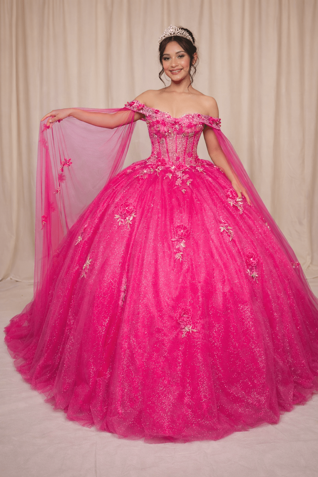 Off Shoulder Cape Sleeve Ball Gown by Calla SCL-30008 - product image 6