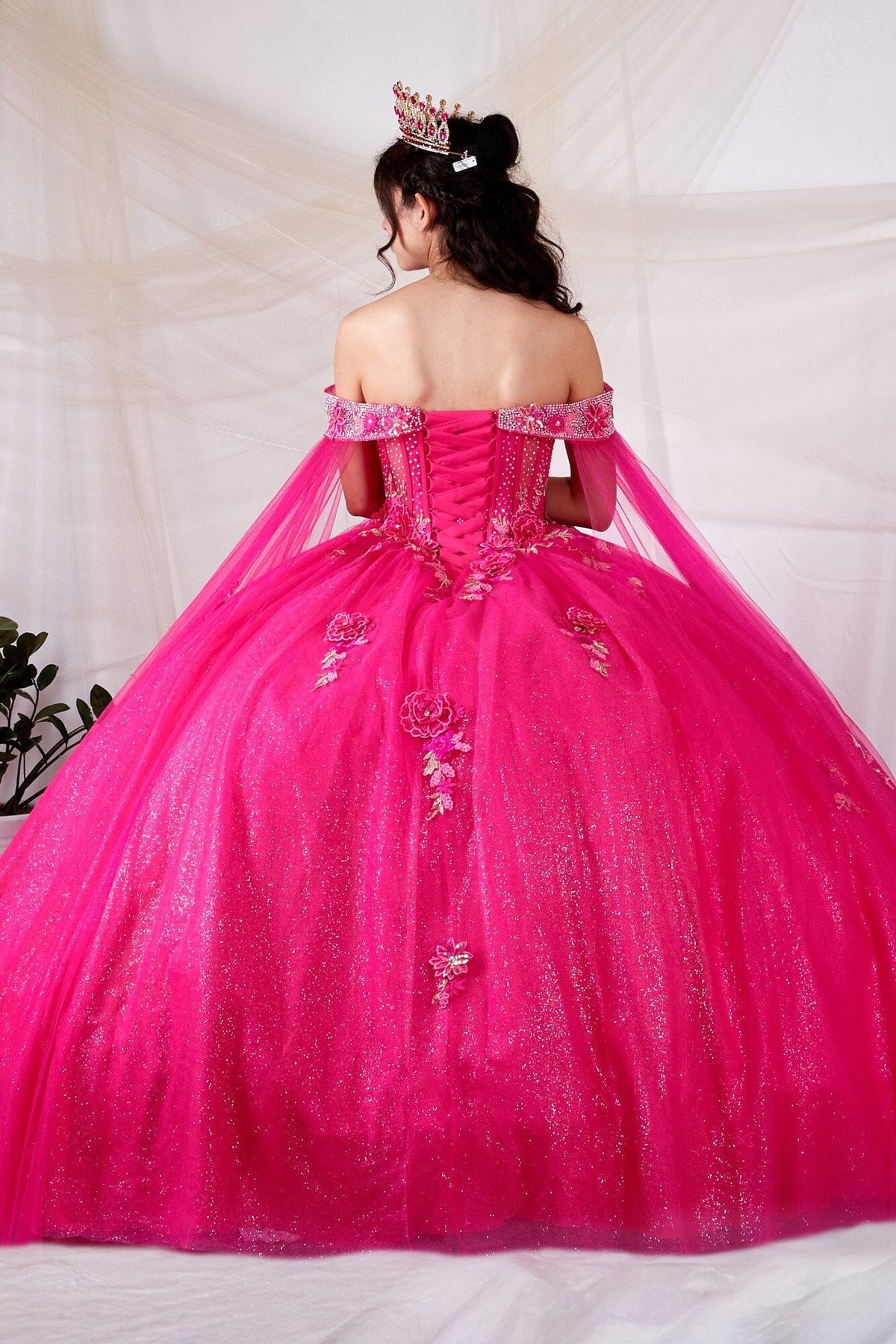Off Shoulder Cape Sleeve Ball Gown by Calla SCL-30008 - product image 2
