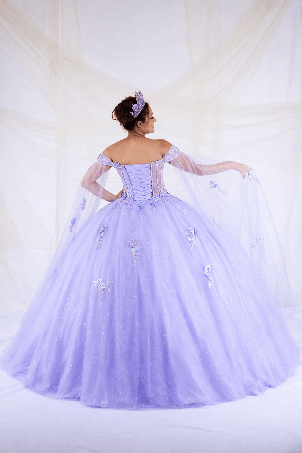 Off Shoulder Cape Sleeve Ball Gown by Calla SCL-30008 - product image 8
