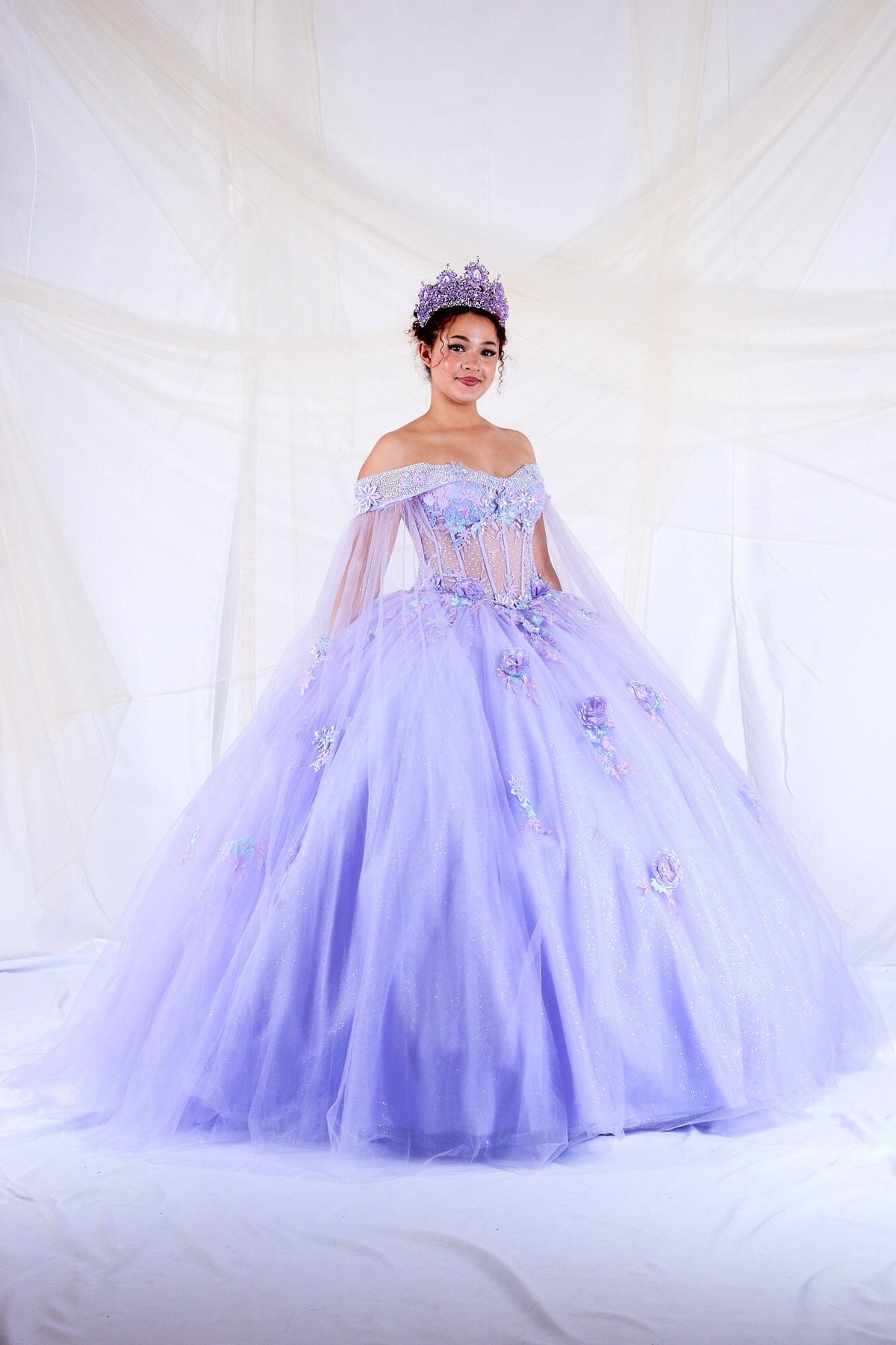 Off Shoulder Cape Sleeve Ball Gown by Calla SCL-30008 - product image 7