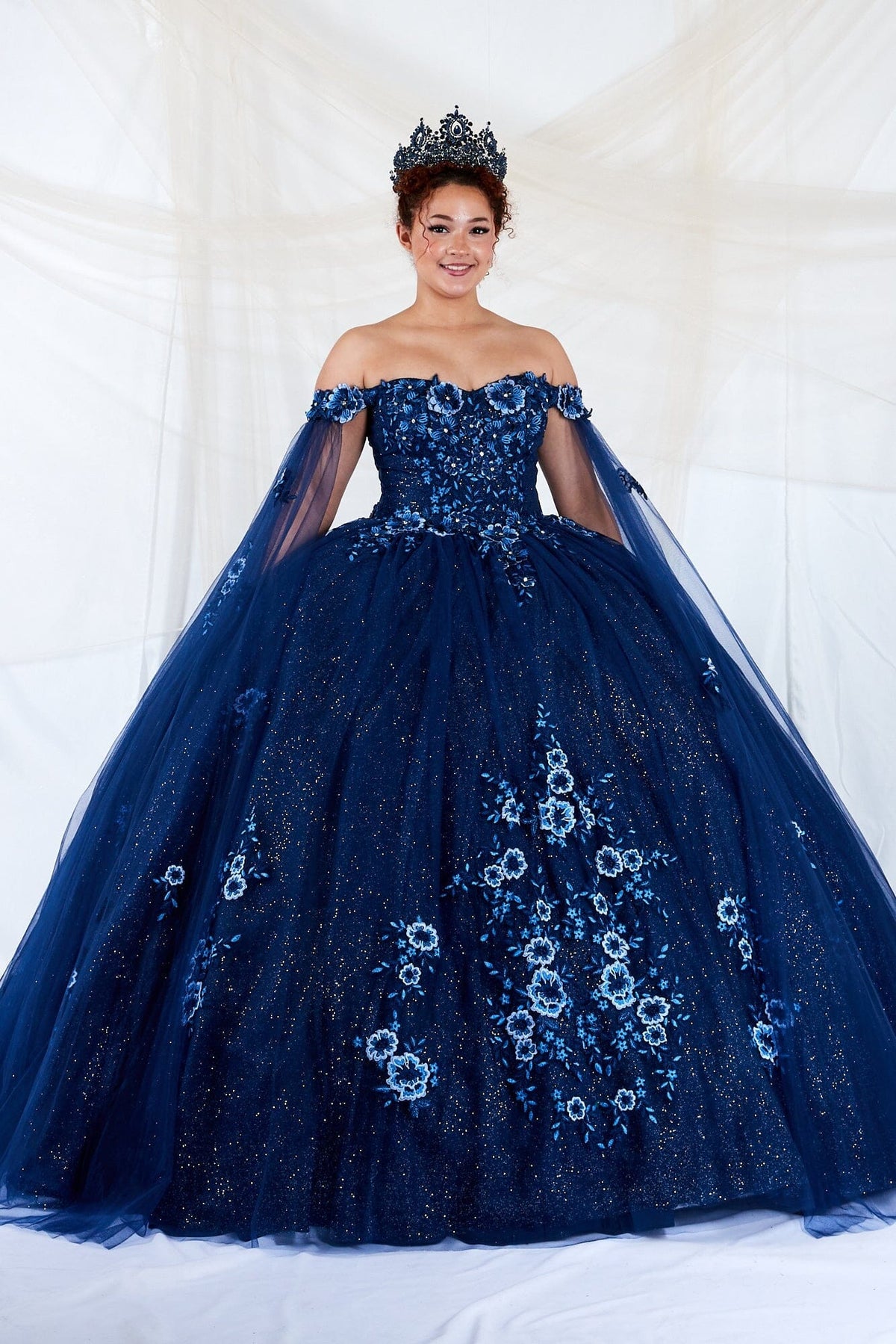Off Shoulder Cape Sleeve Ball Gown by Calla SCL-30014 - product image 1