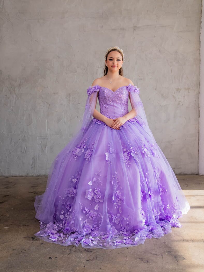 Off Shoulder Cape Sleeve Ball Gown by Calla SCL-30007 - product image 3