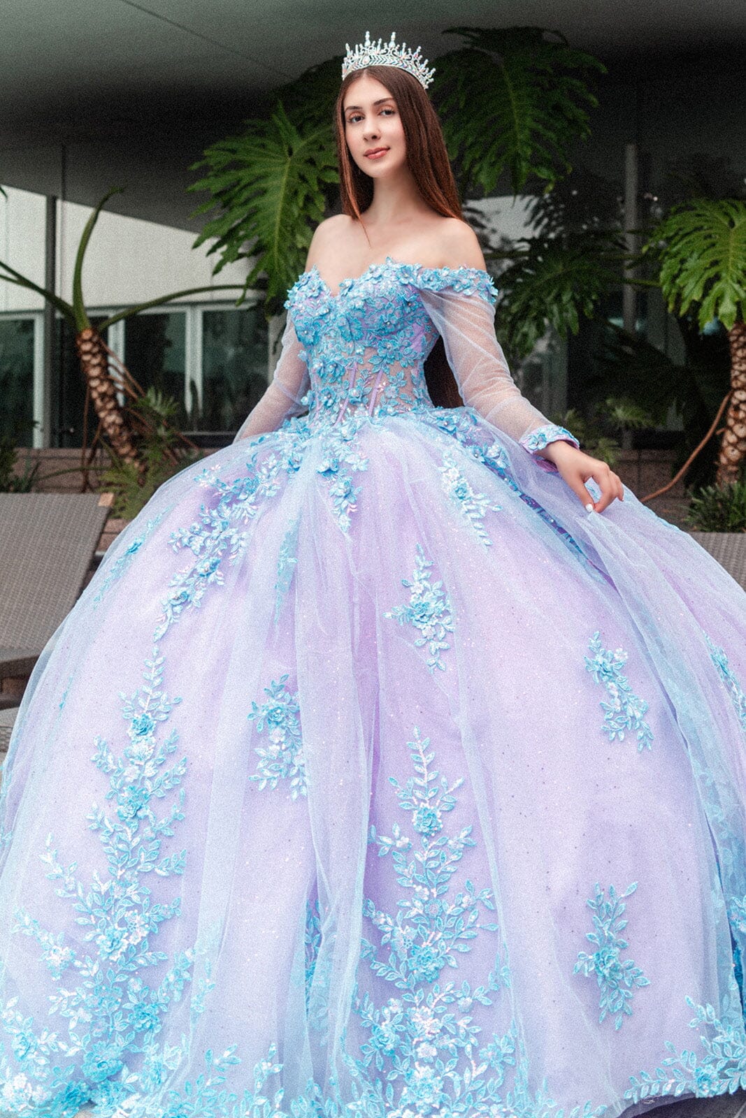 Off Shoulder Long Sleeve Ball Gown by GLS Gloria GL3503 - product image 4