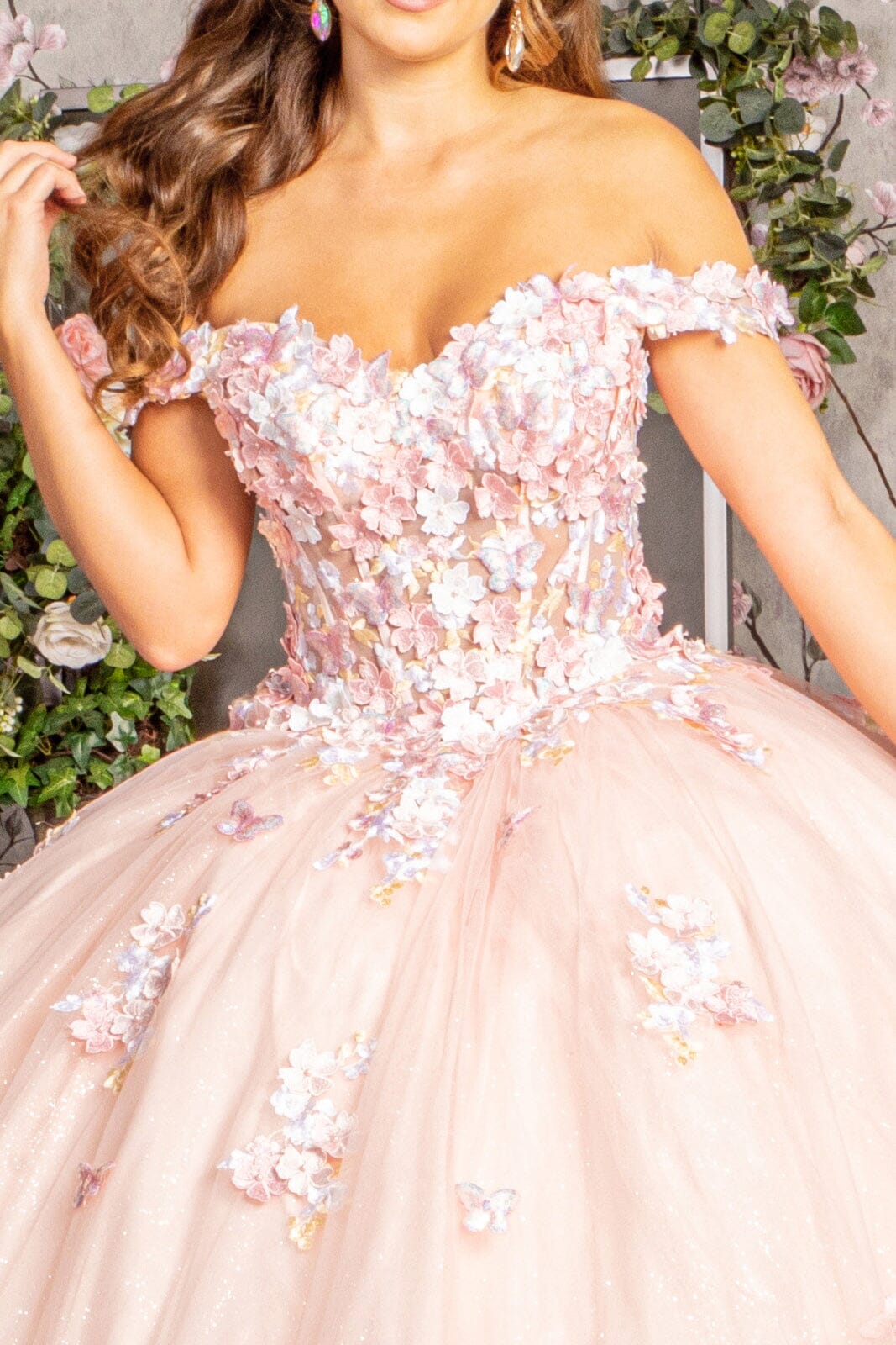 Off Shoulder Sheer Corset Ball Gown by Elizabeth K GL3182 - product image 9