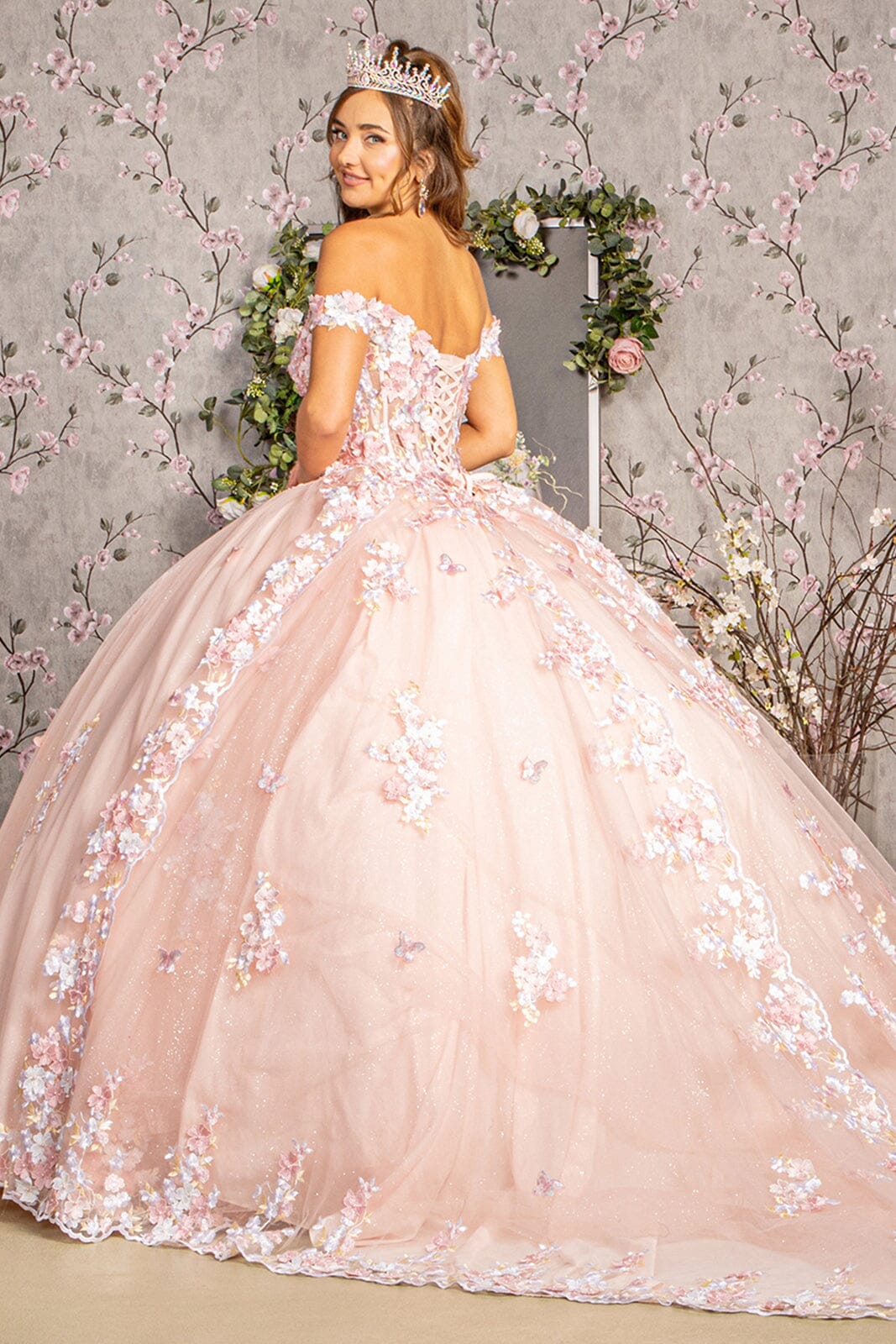 Off Shoulder Sheer Corset Ball Gown by Elizabeth K GL3182 - product image 7
