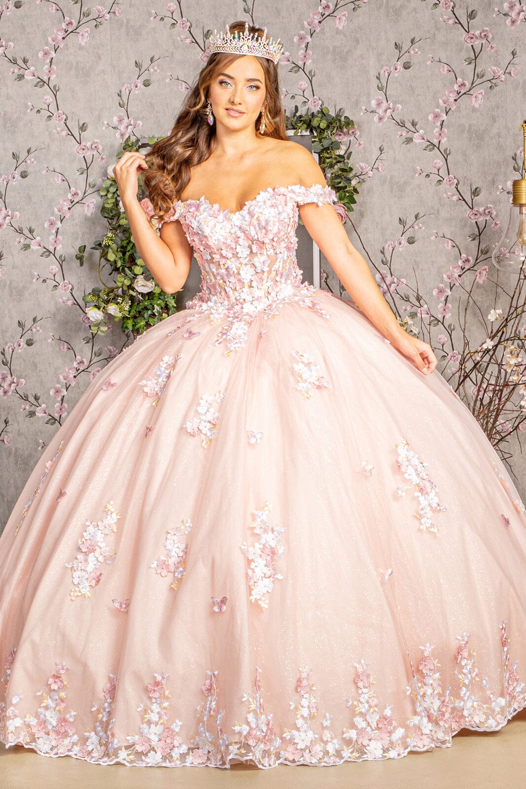 Off Shoulder Sheer Corset Ball Gown by Elizabeth K GL3182 - product image 6