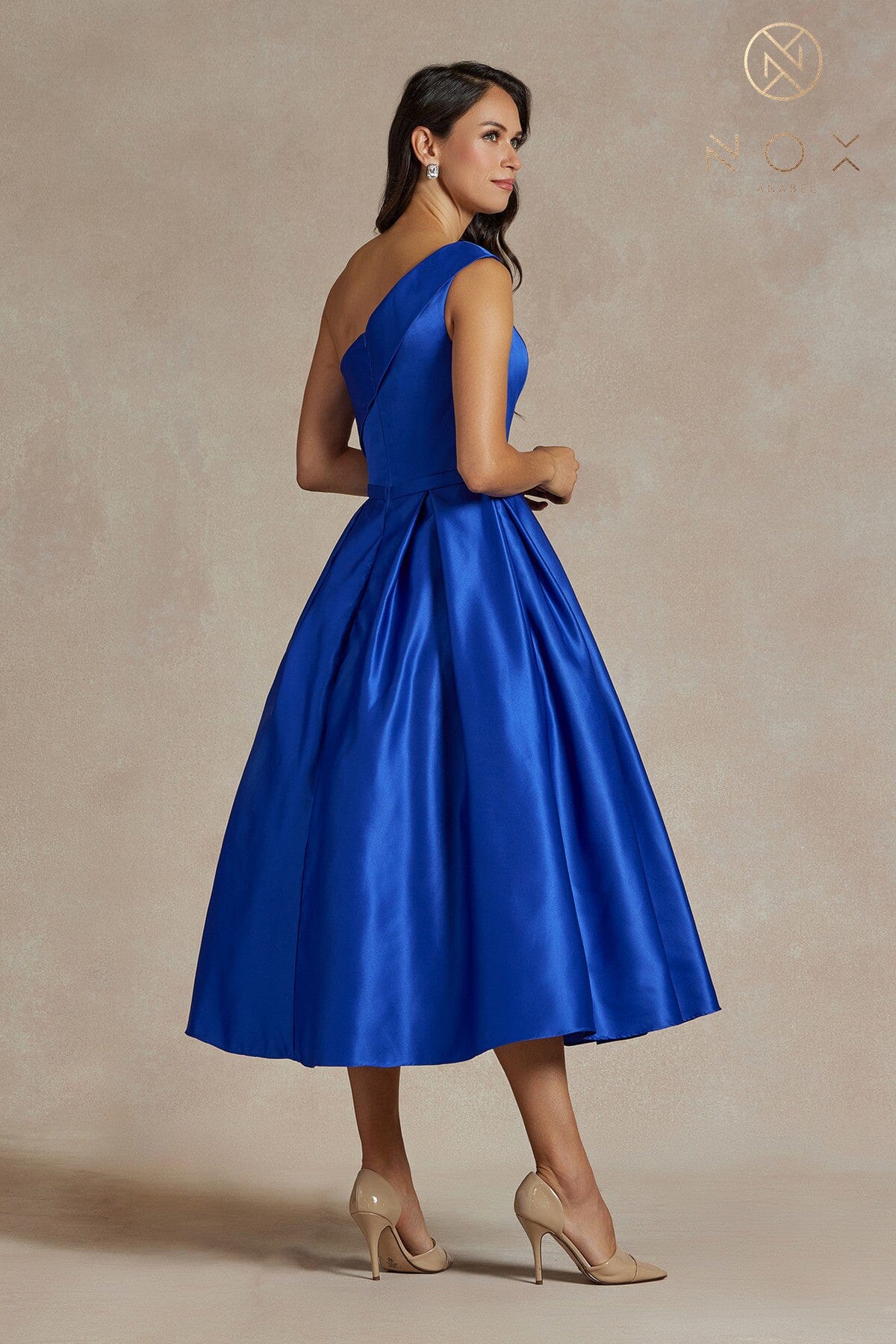 One Shoulder Tea Length Dress by Nox Anabel JE931 - product image 5