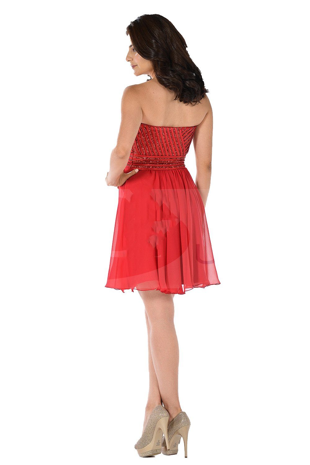 Pink Short Strapless Dress with Sequined Top by Poly USA - product image 9