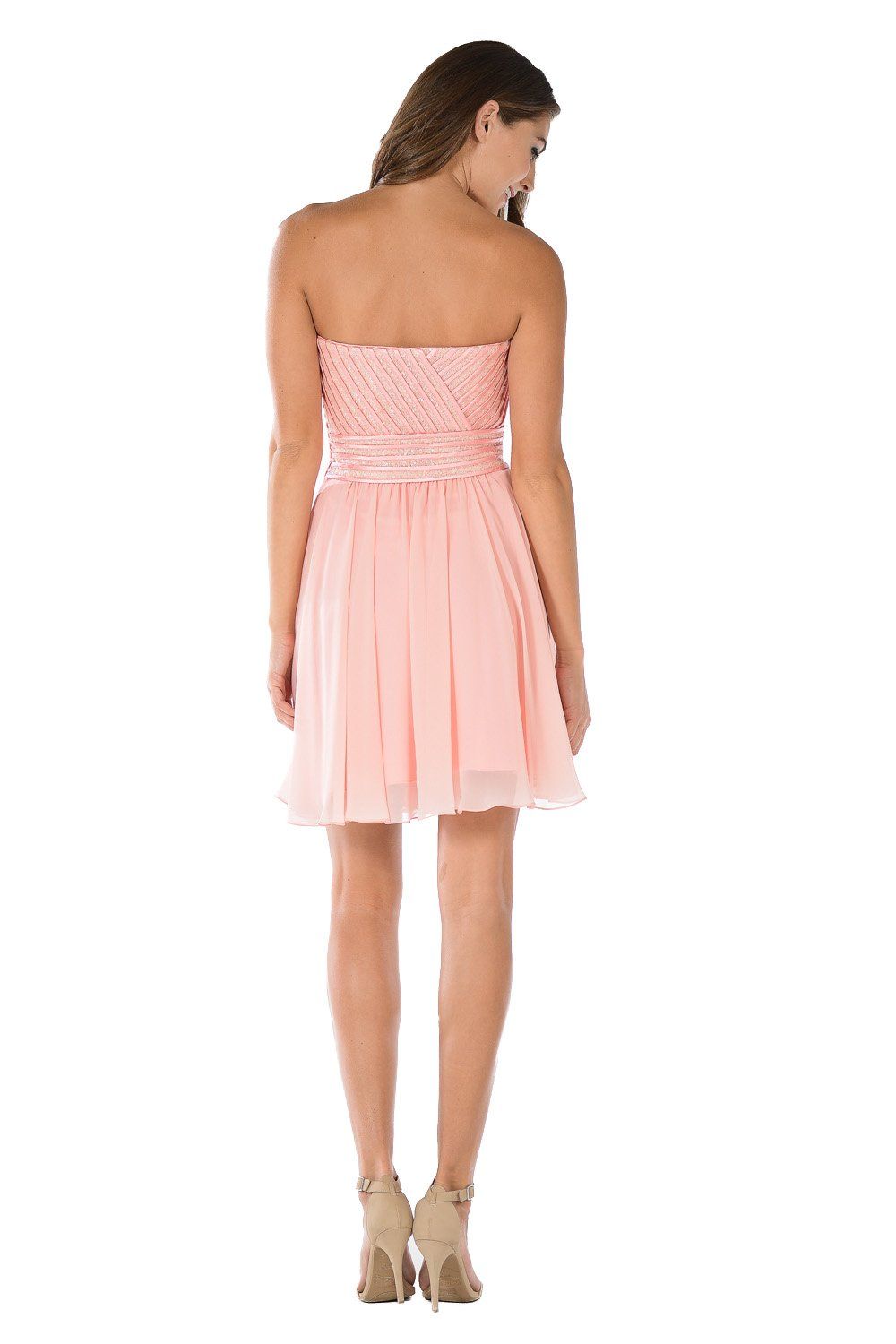 Pink Short Strapless Dress with Sequined Top by Poly USA - product image 2