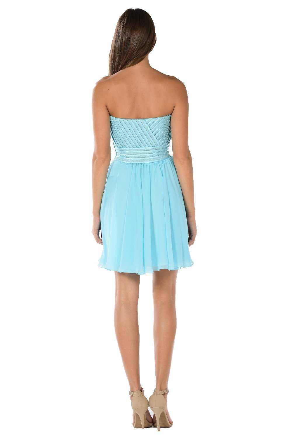Pink Short Strapless Dress with Sequined Top by Poly USA - product image 6