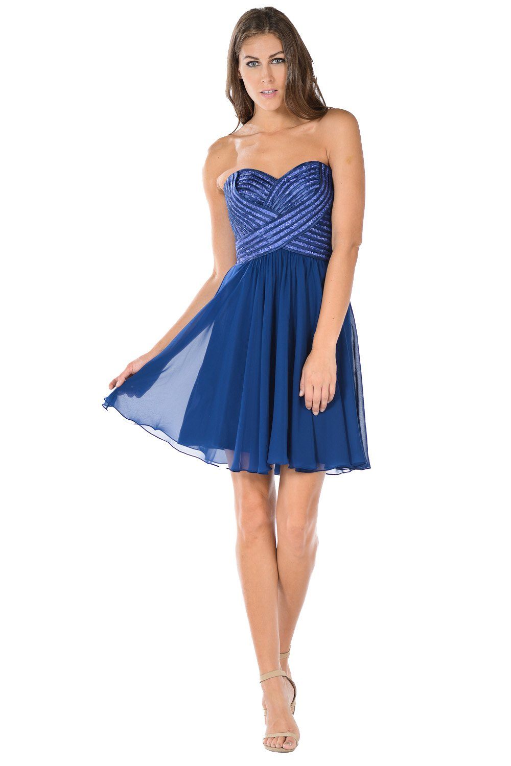Pink Short Strapless Dress with Sequined Top by Poly USA - product image 3