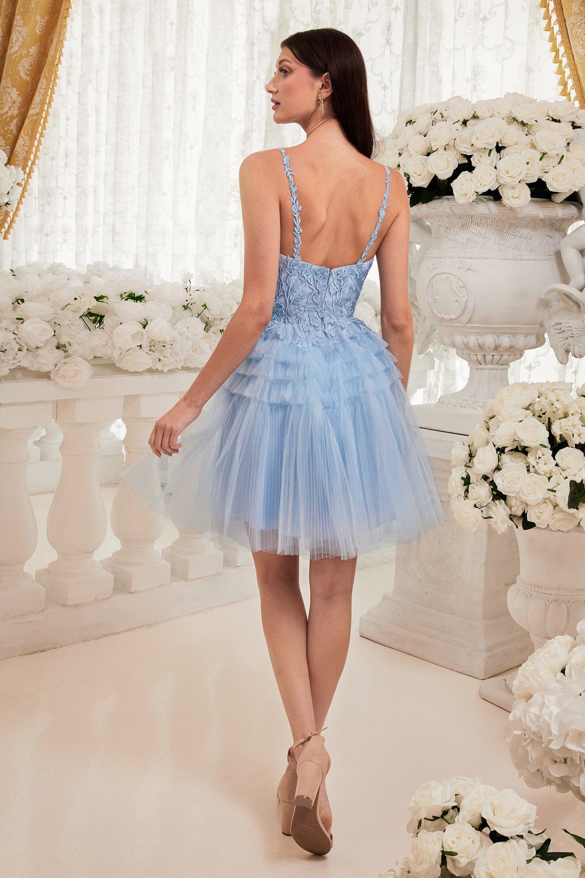 Pleated Short Sleeveless Applique Dress by Ladivine 9310 - product image 2