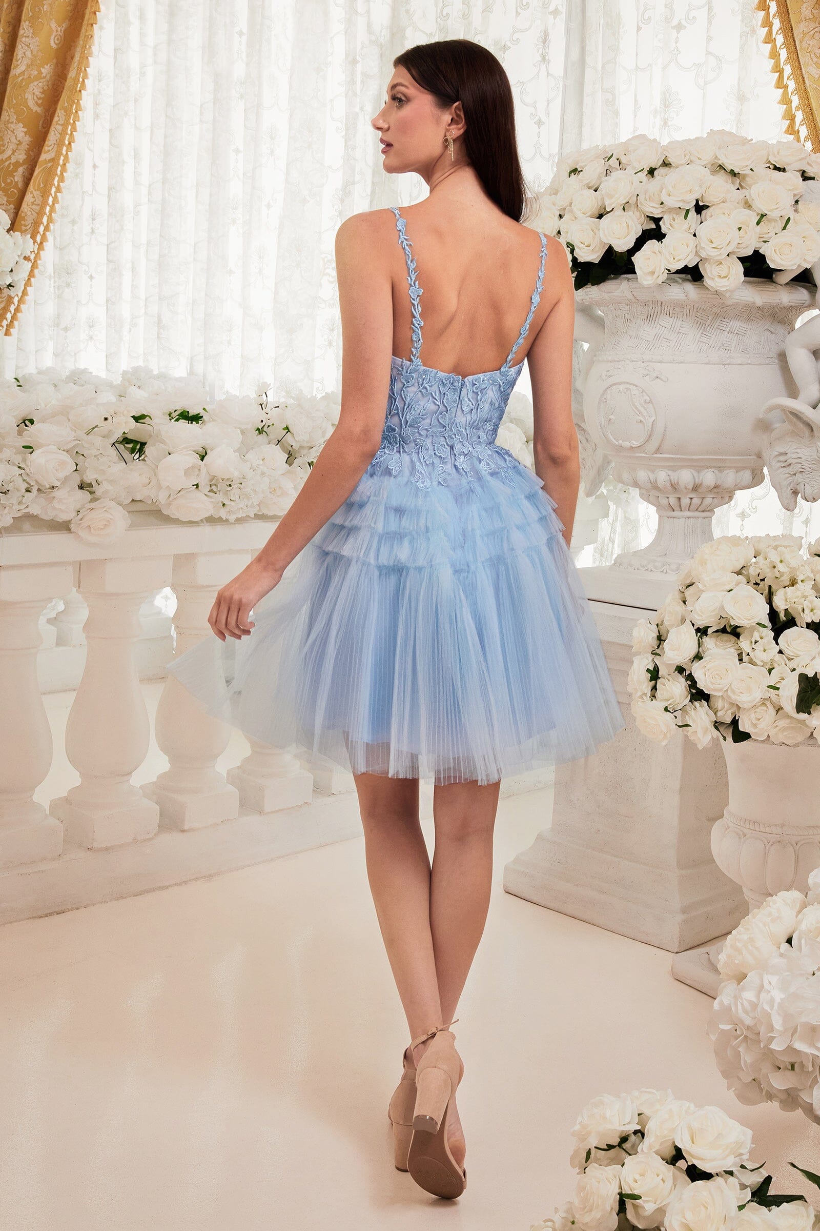 Pleated Short Sleeveless Applique Dress by Ladivine 9310 - product image 2