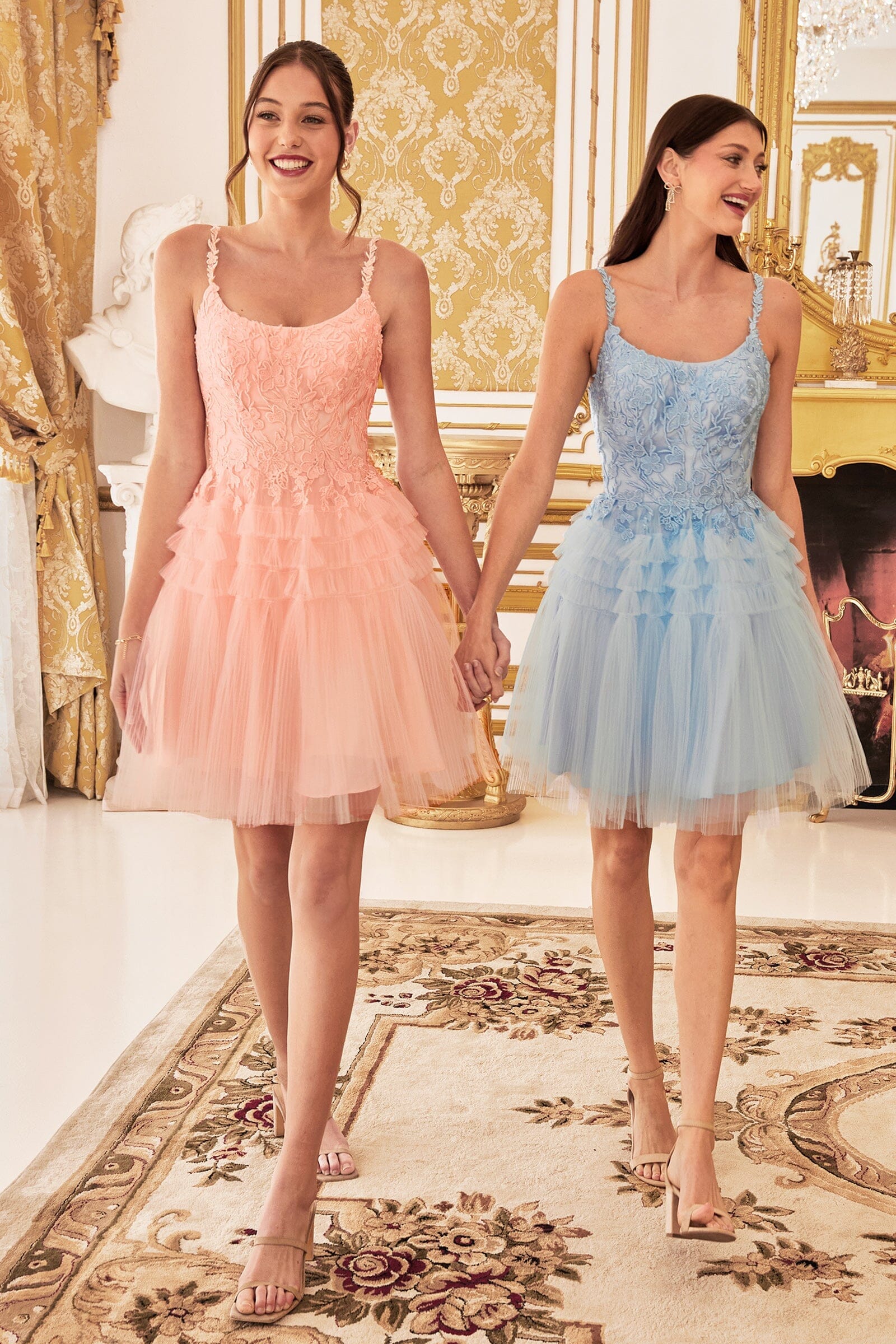 Pleated Short Sleeveless Applique Dress by Ladivine 9310 - product image 4
