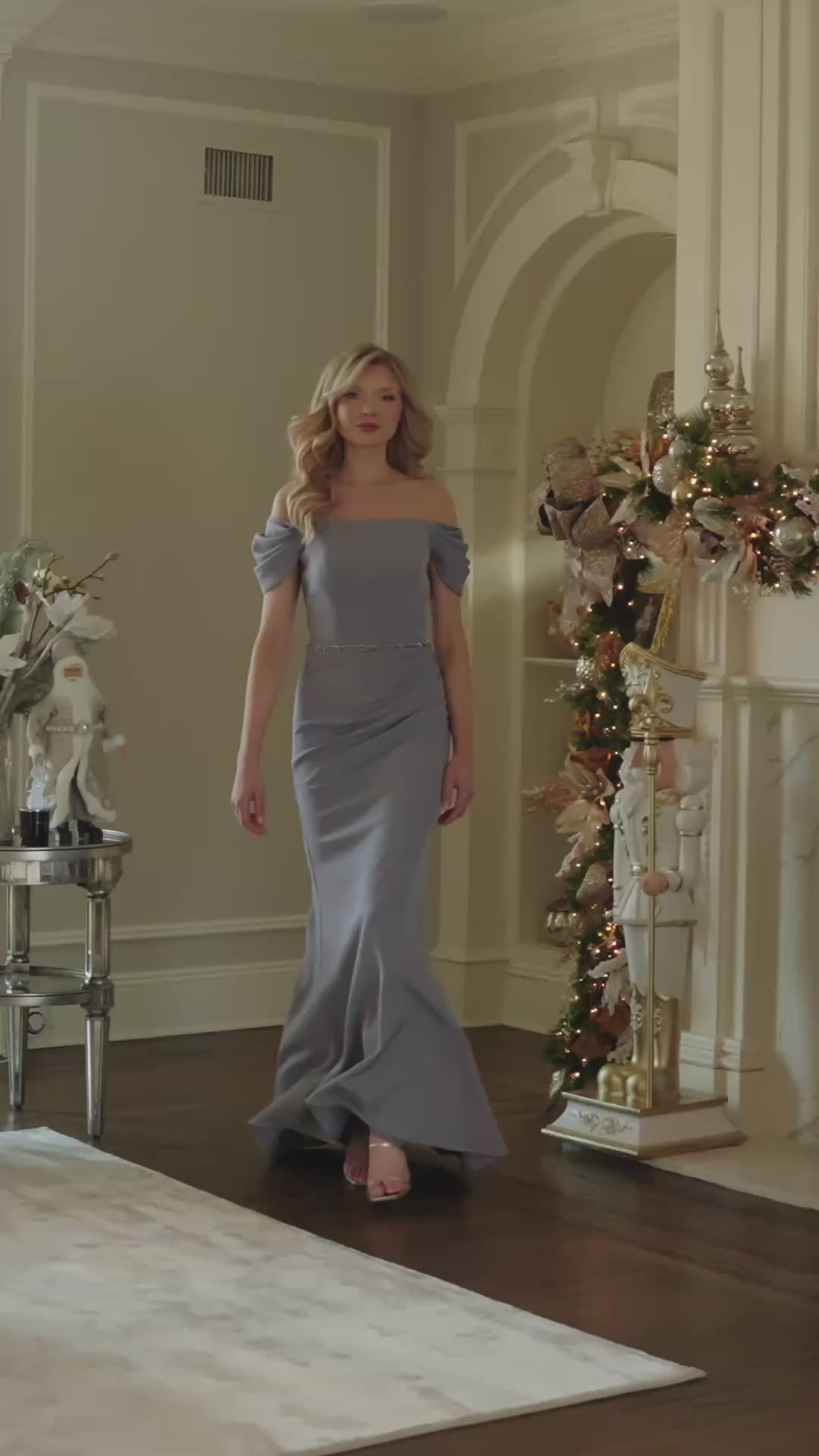 Load video: Marsoni MV1352 Fitted Long Formal Beaded Dress